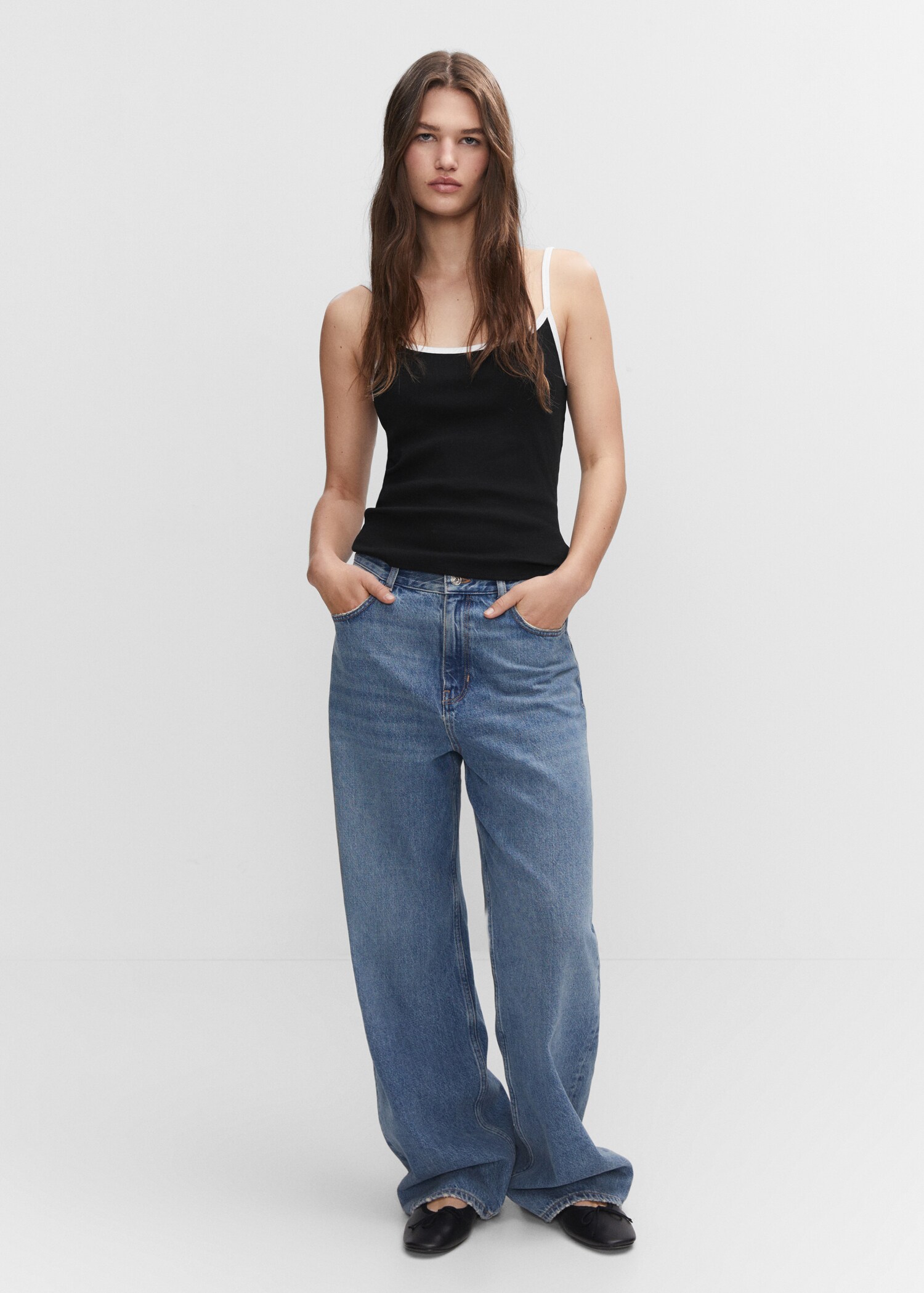 Contrast spaghetti strap top - General plane