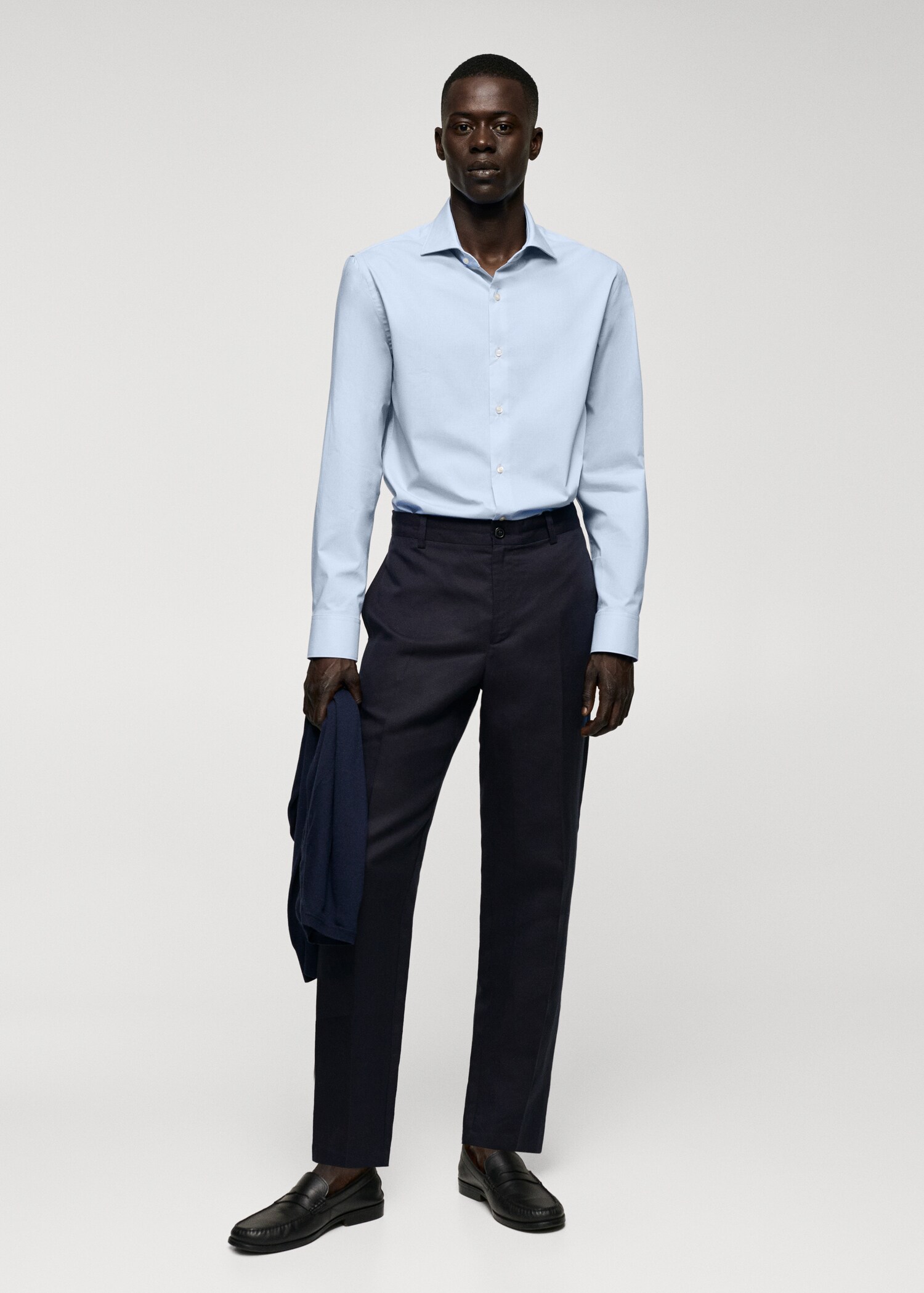Cămașă slim fit din bumbac stretch - Plan general