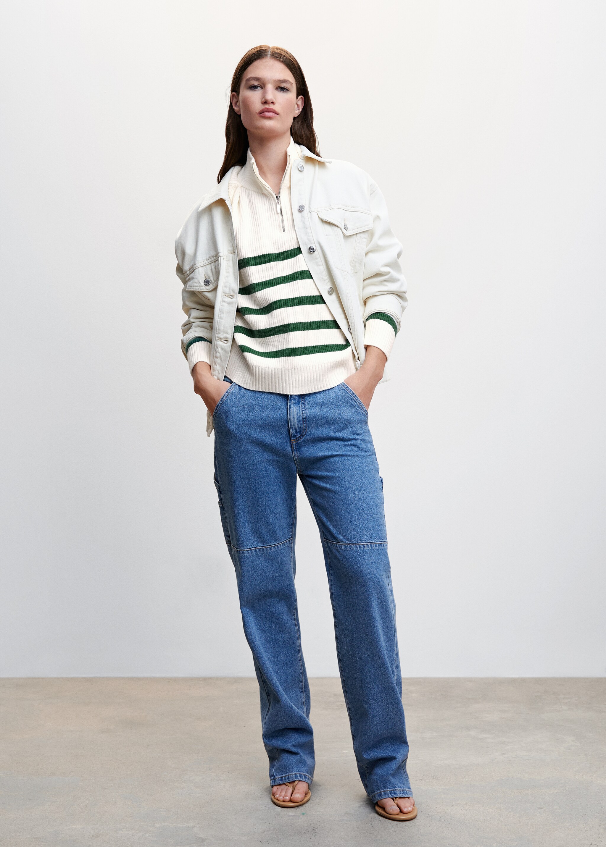 Striped sweater with zip - General plane