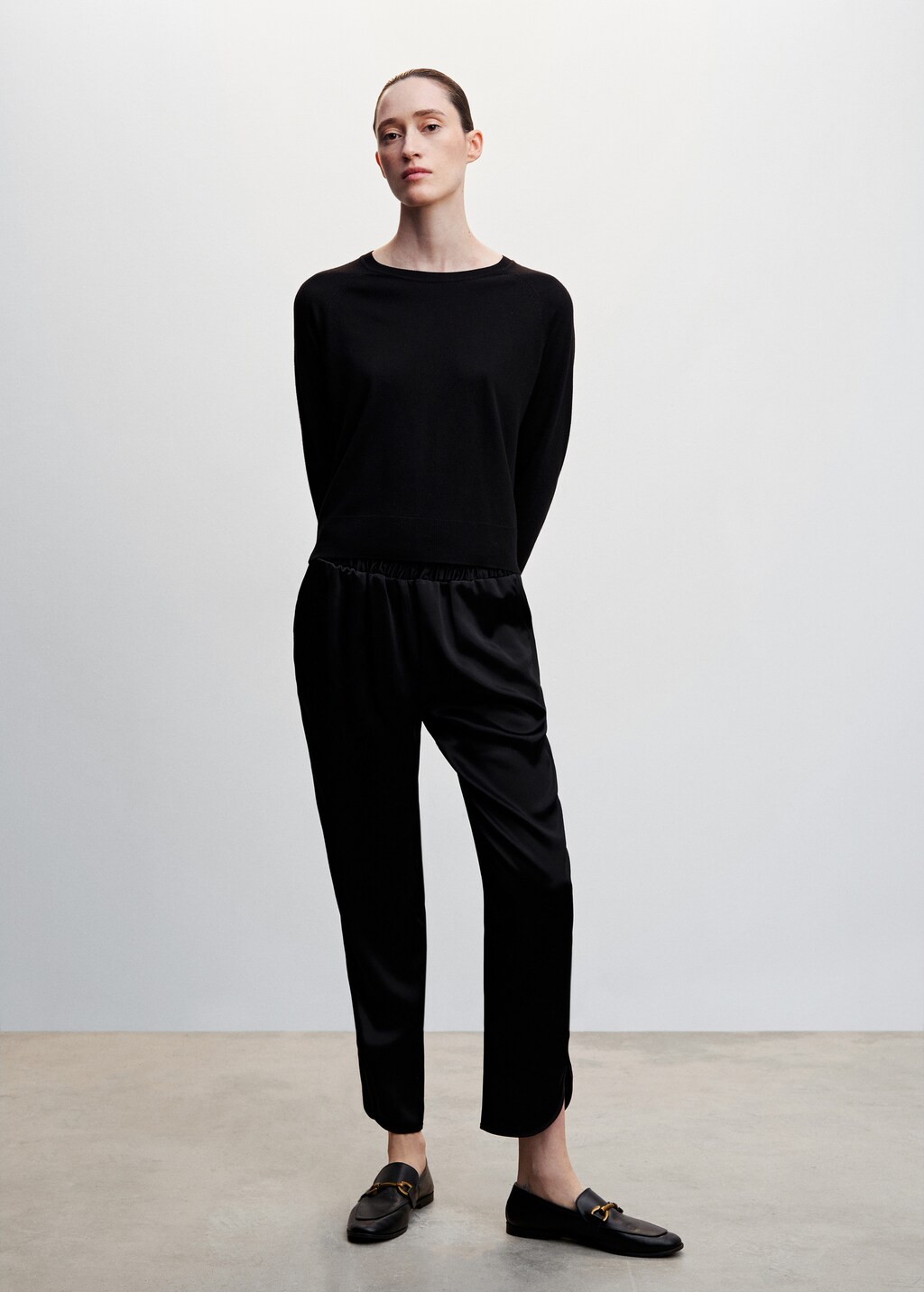 Satin pants with elastic waist - image 2
