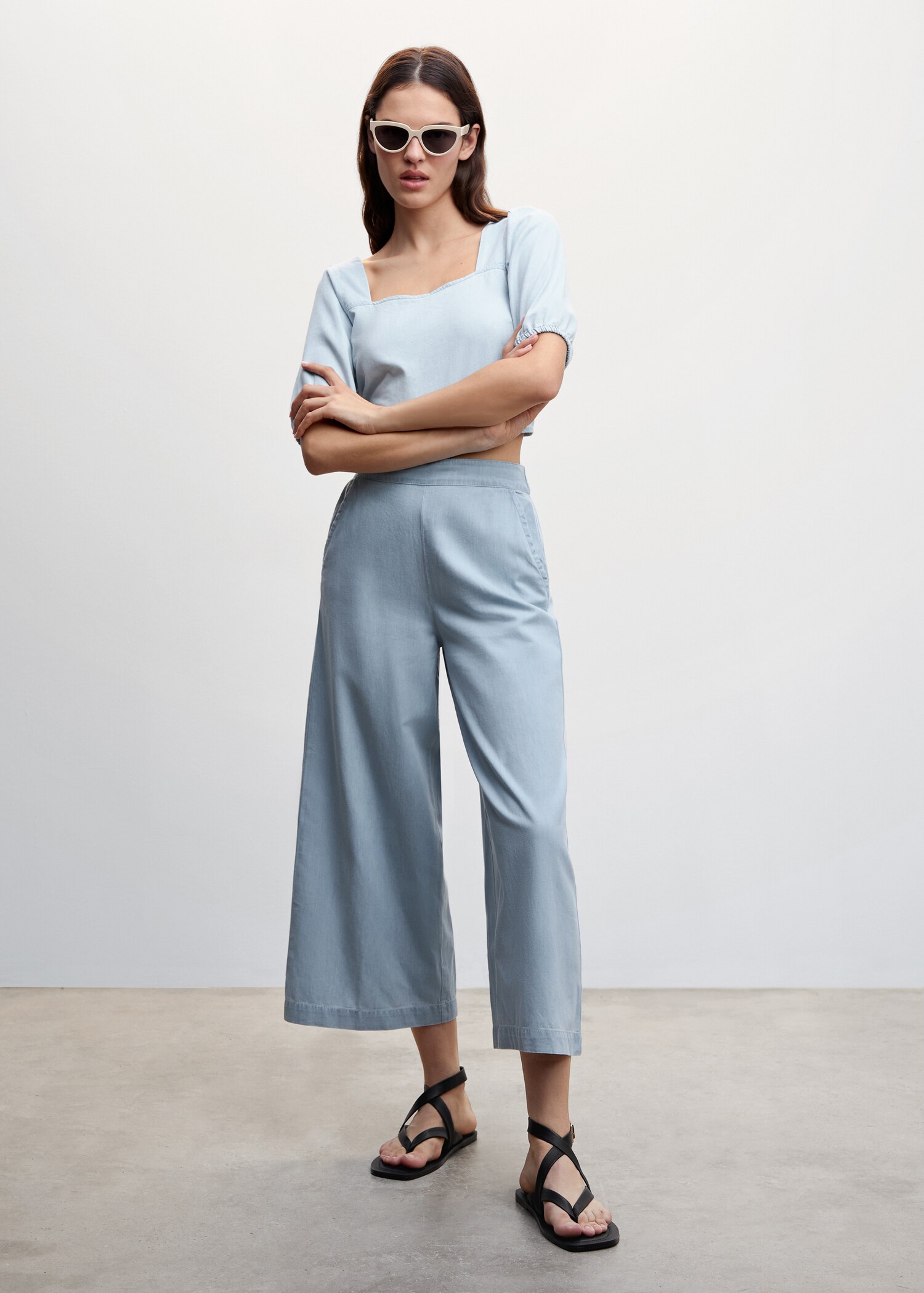 Pantalon style jupe-culotte coton Tencel - Plan général