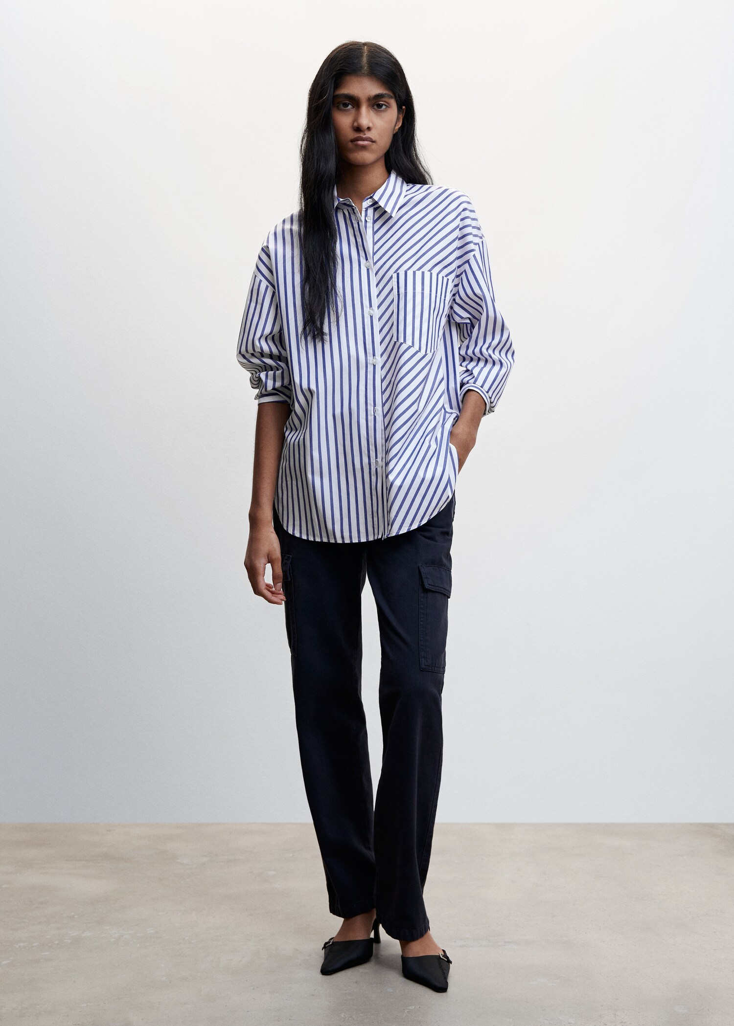 Camisa oversize algodón rayas - Plano general