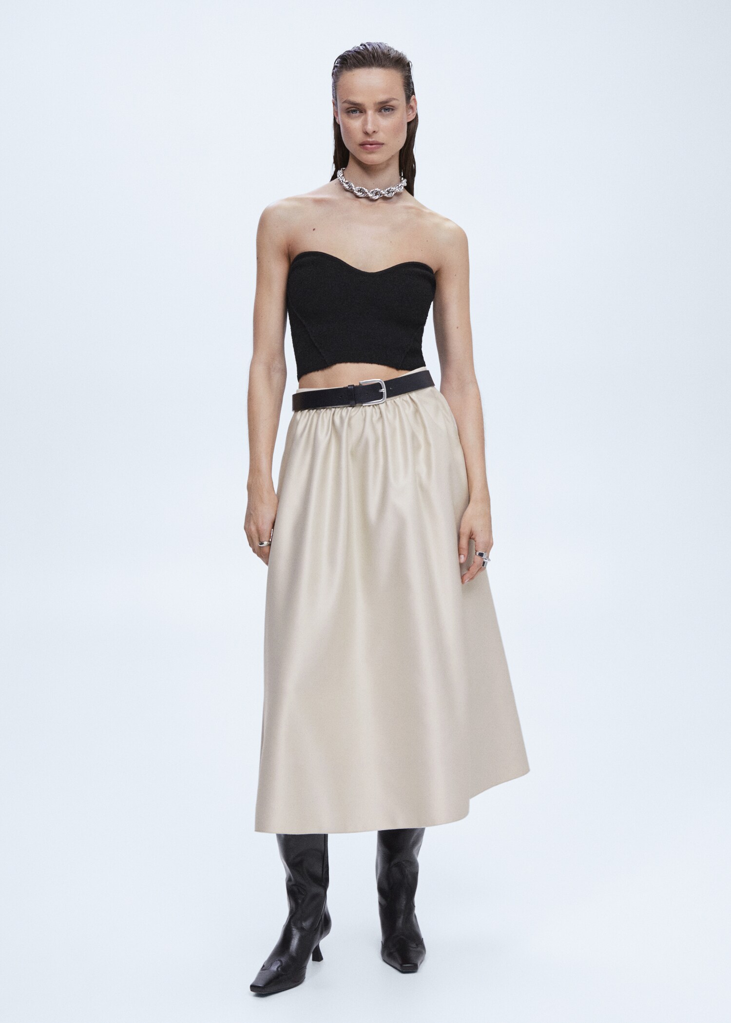 Midi satin skirt - General plane