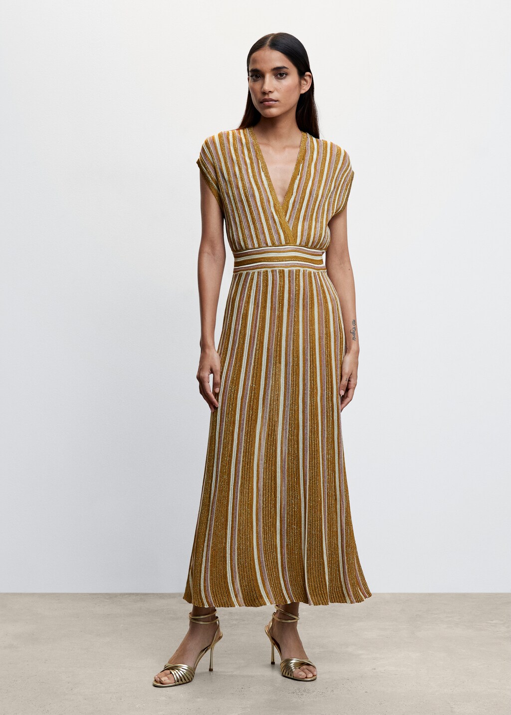 Mango metallic striped dress 2025