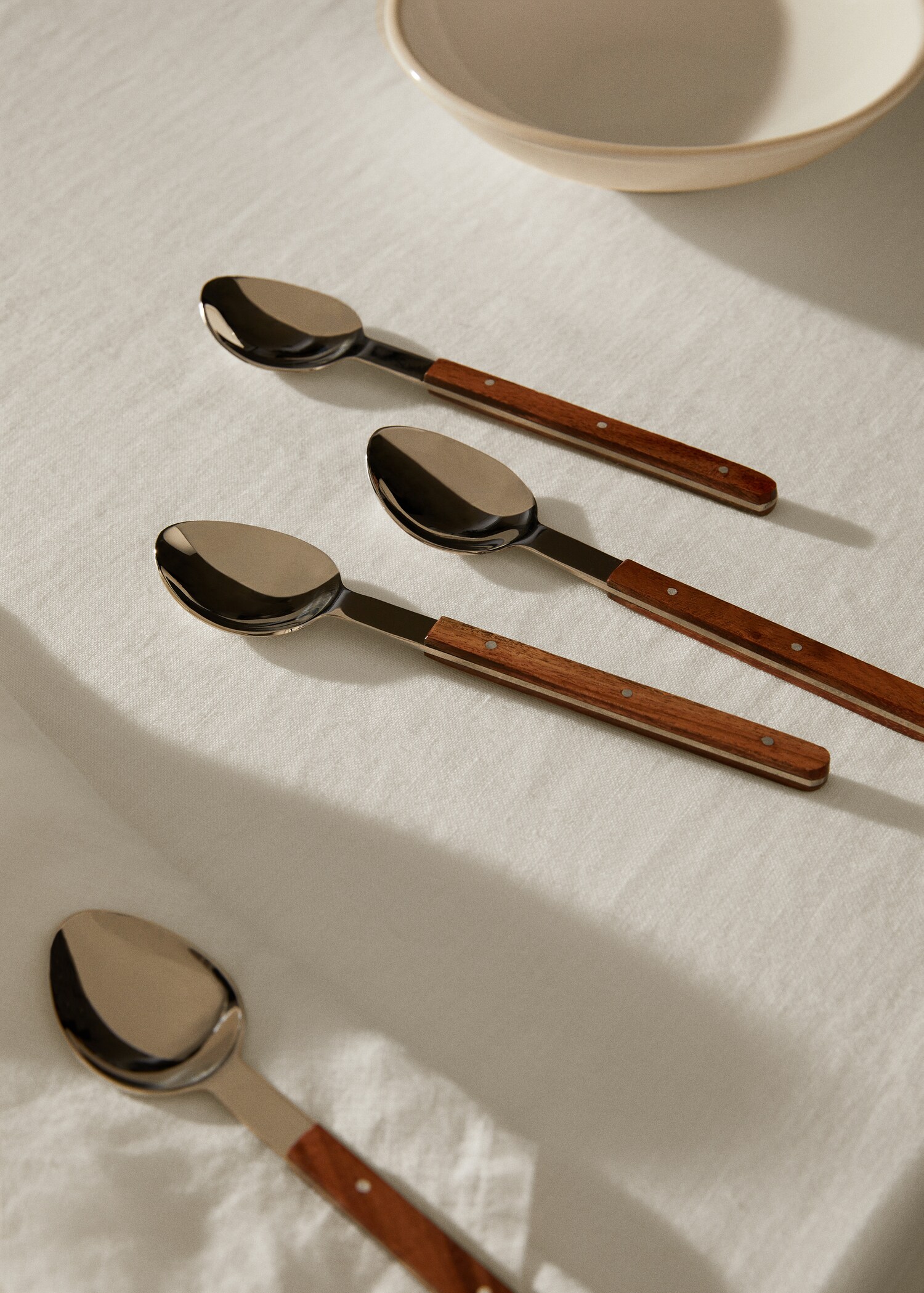 Pack of 4 wooden-handle spoons - General plane