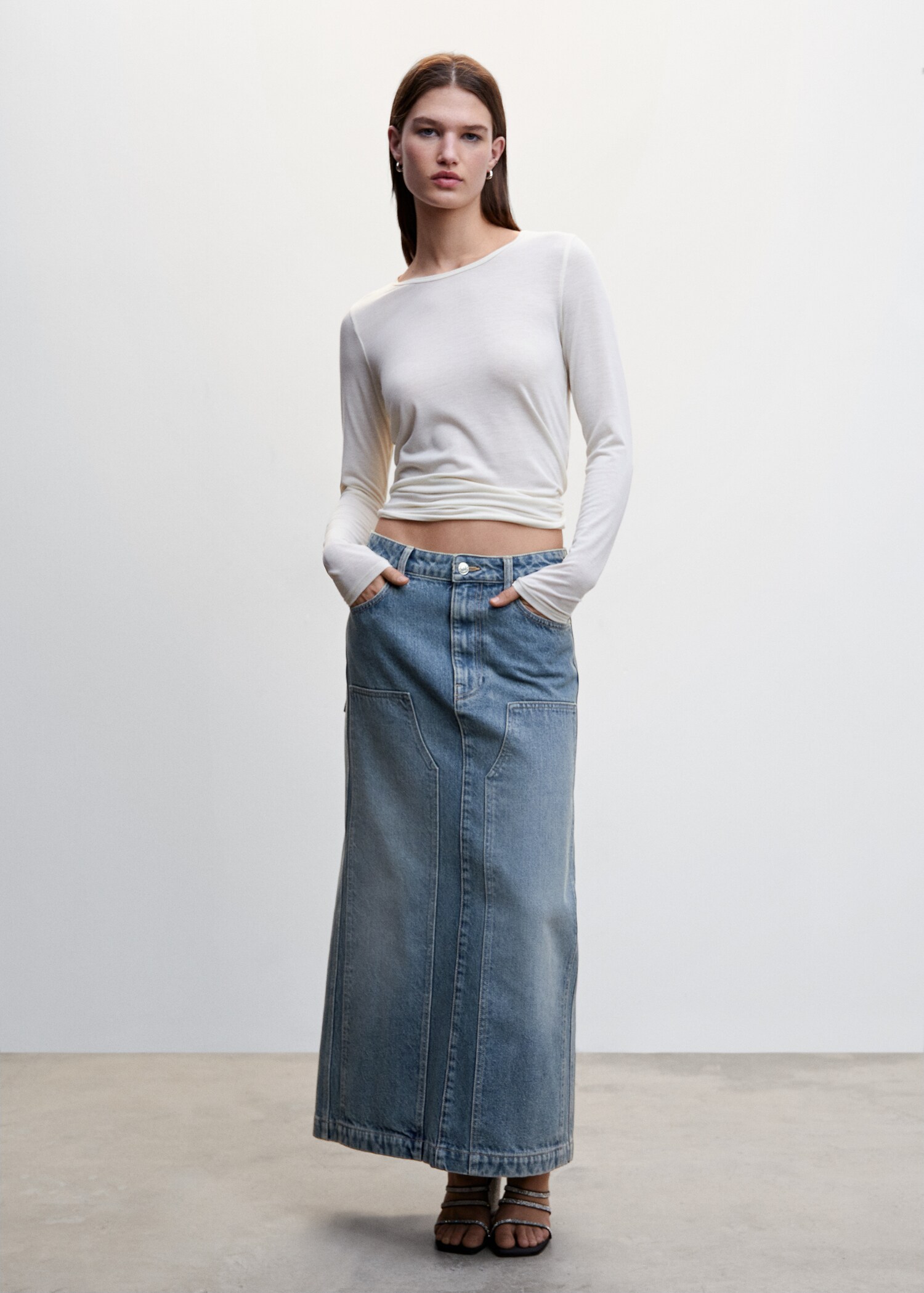 Slit denim skirt - General plane