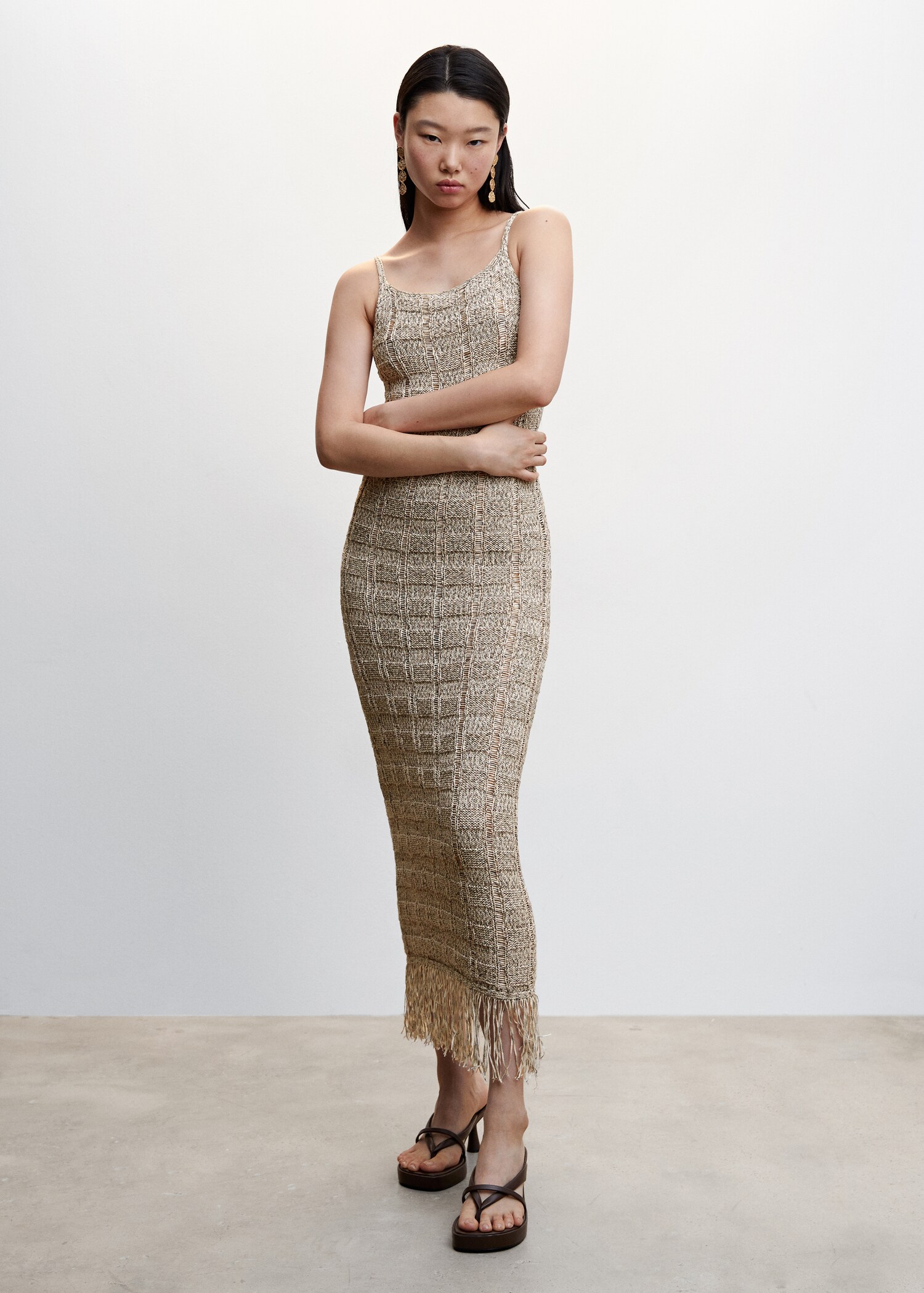 Robe maille détail franges - Plan général