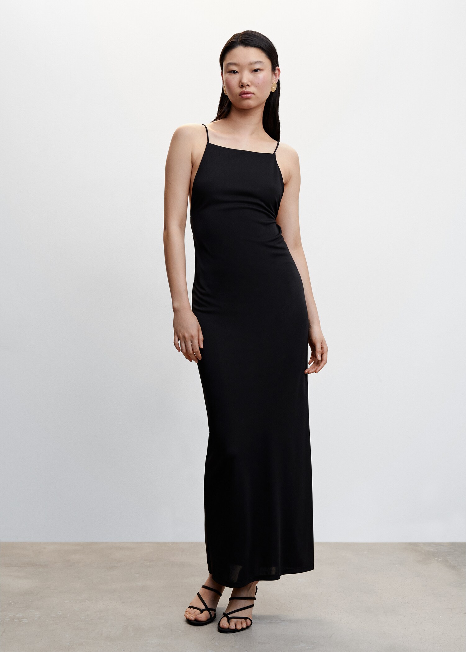 Bodycon női ruha, hátul ovális, mély nyakkivágással - Általános sík