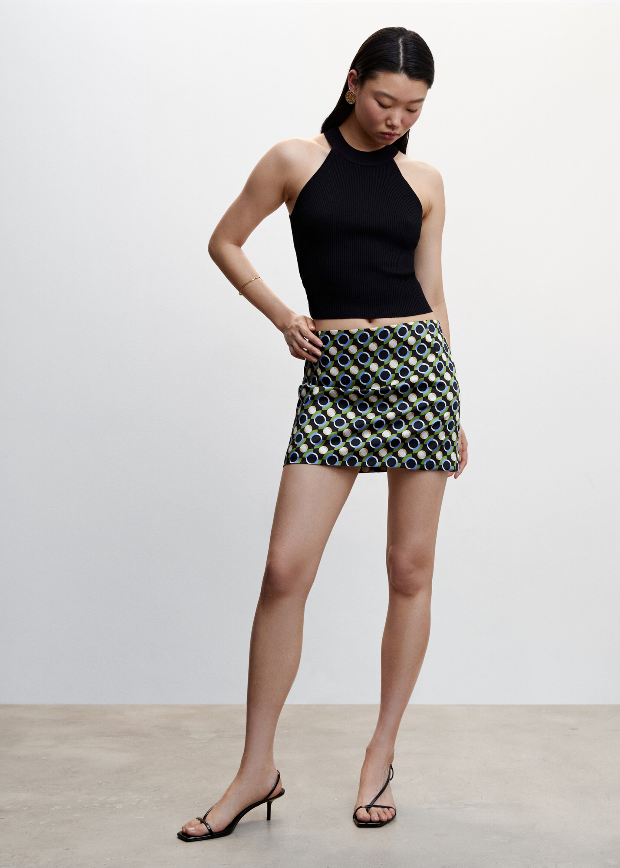 Printed miniskirt - General plane, Black. Ref: 47097139-00.