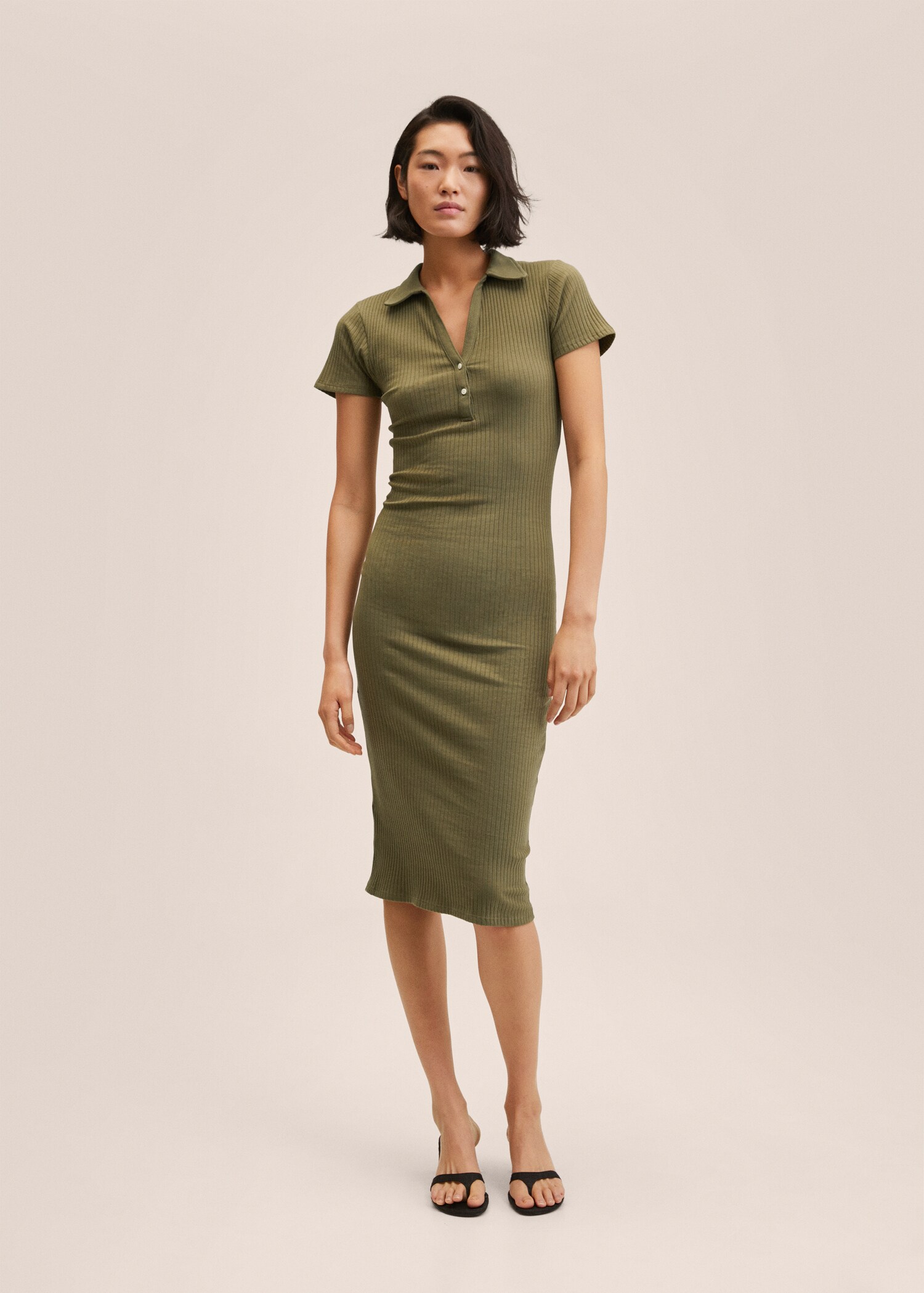 Ribbed midi dress - General plane