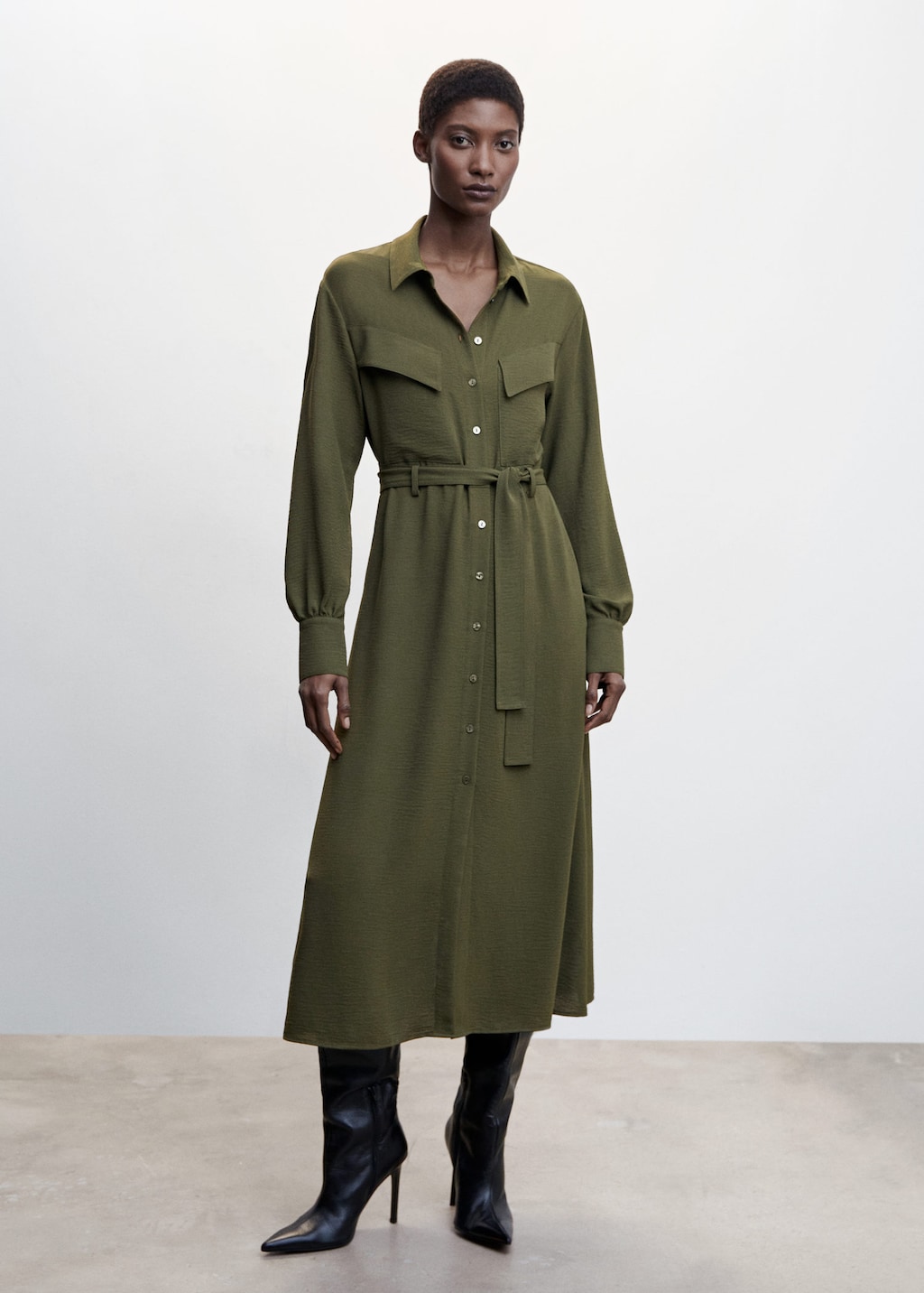 Mango khaki deals dress