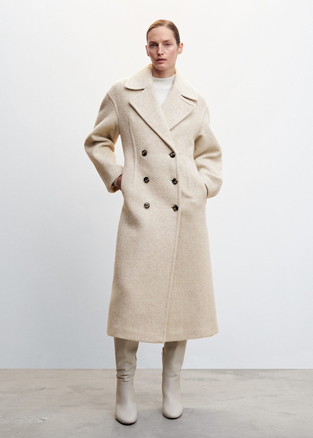 Mango double top breasted wool coat