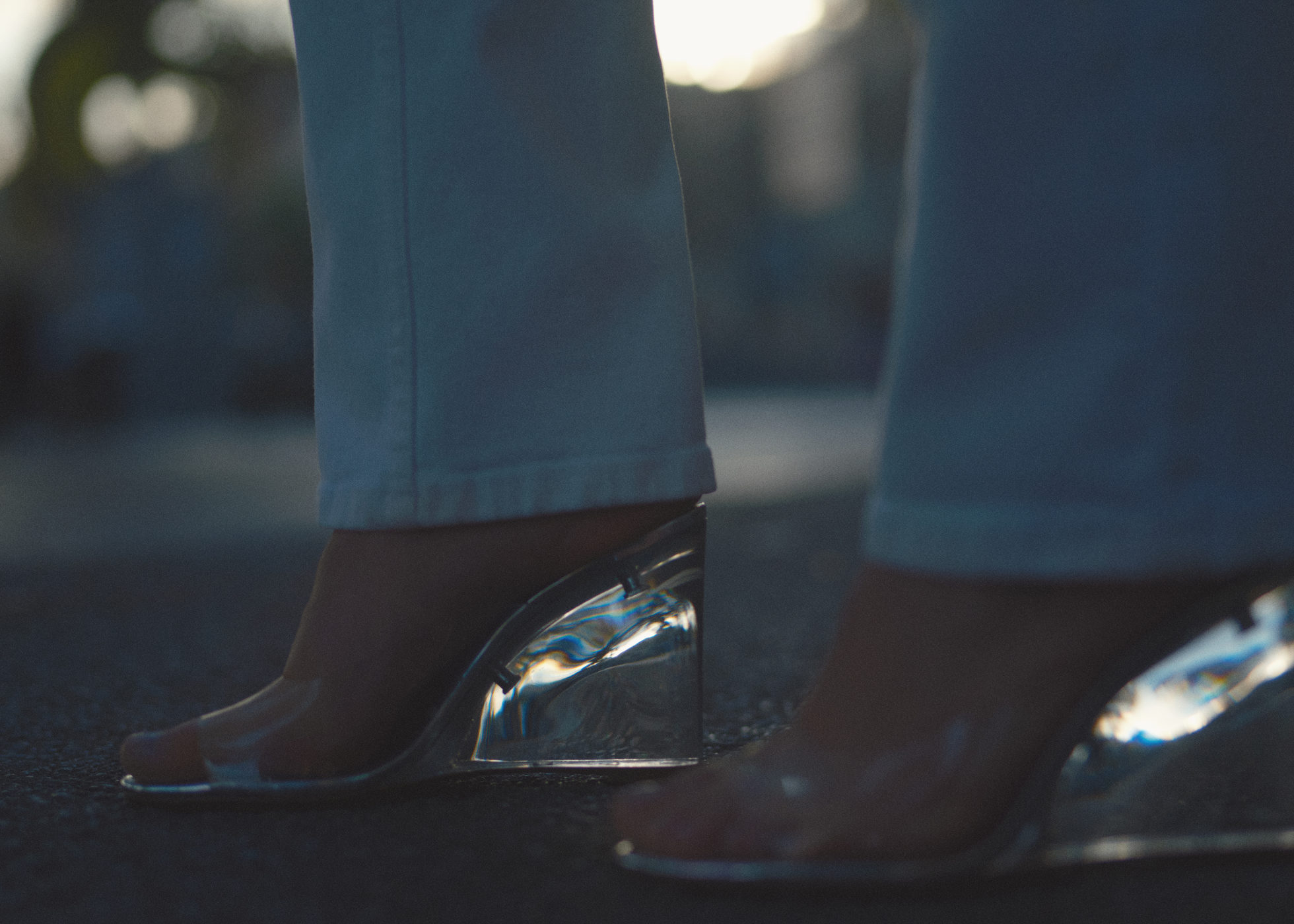 Transparent vinyl wedge sandals - Panoramic plane