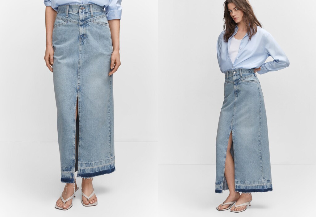 Long denim skirt