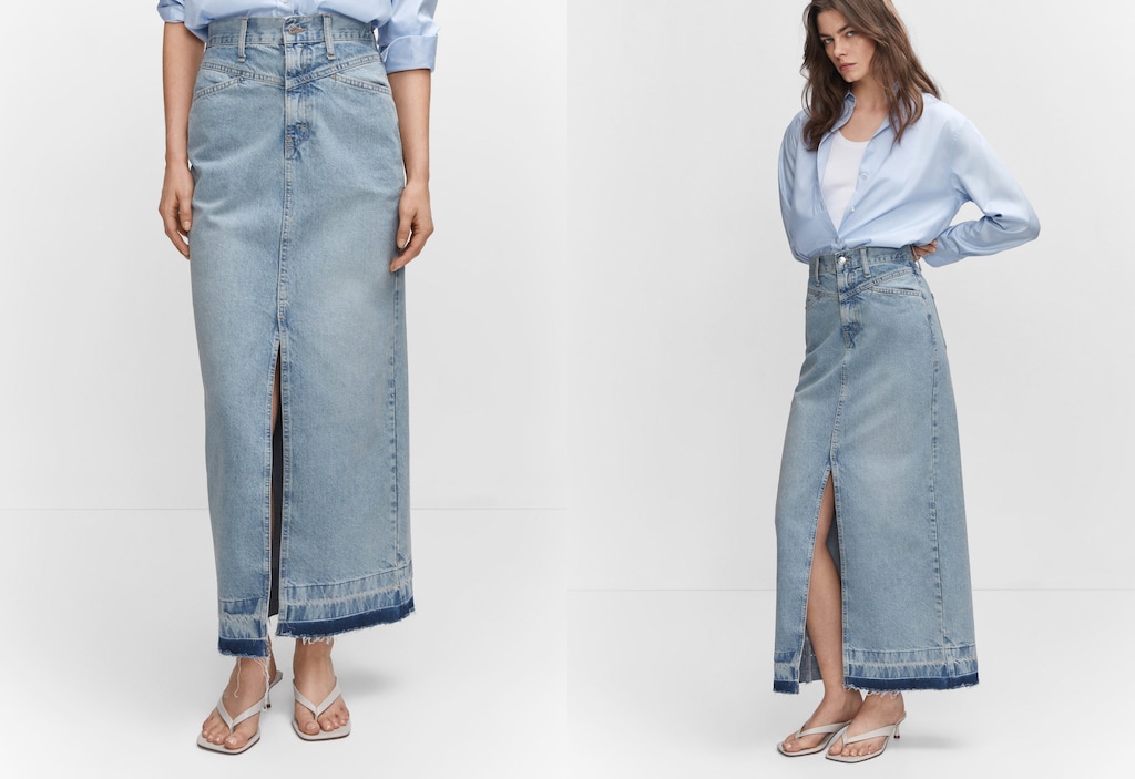 Long denim skirt