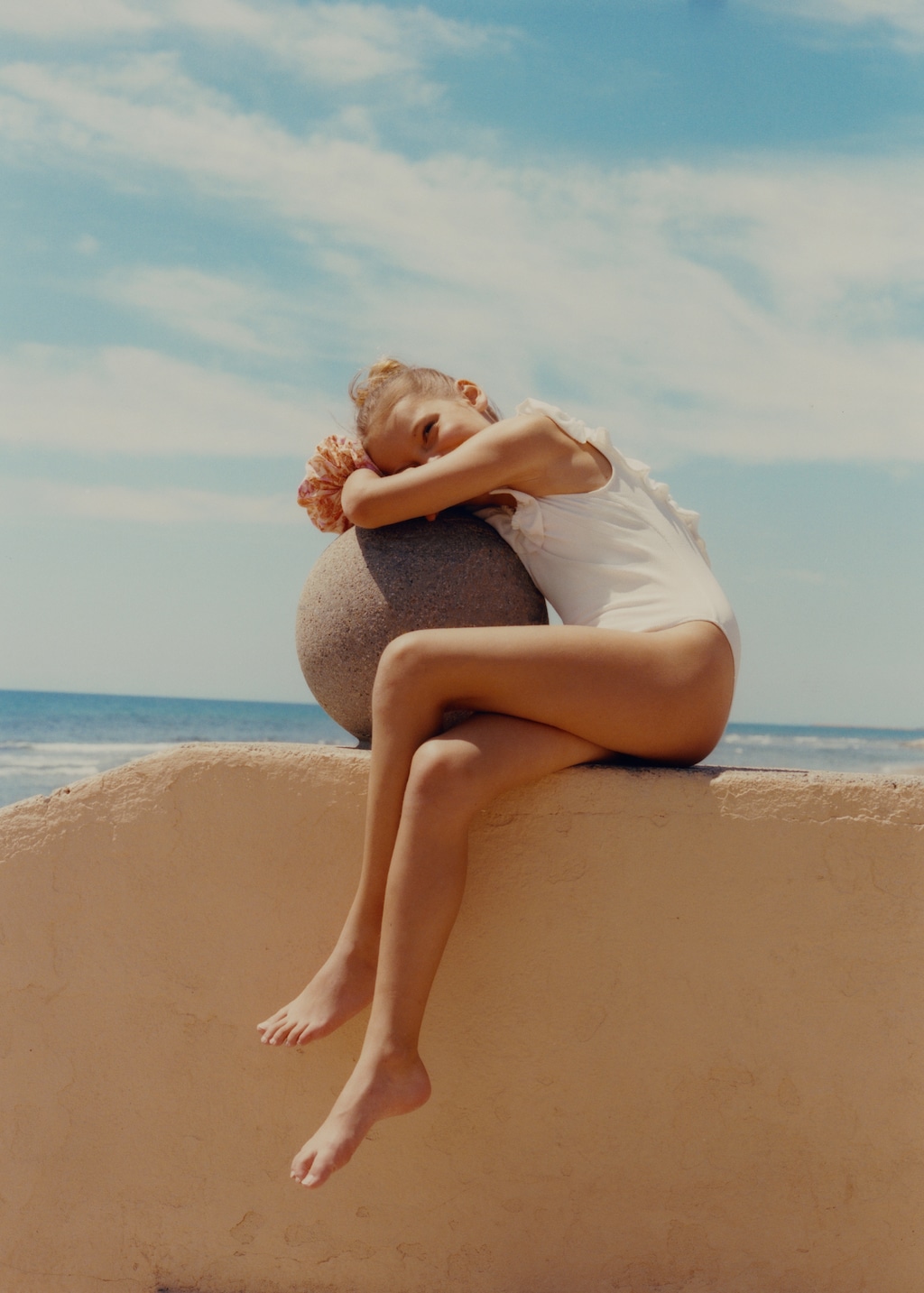 Texture ruffle swimsuit