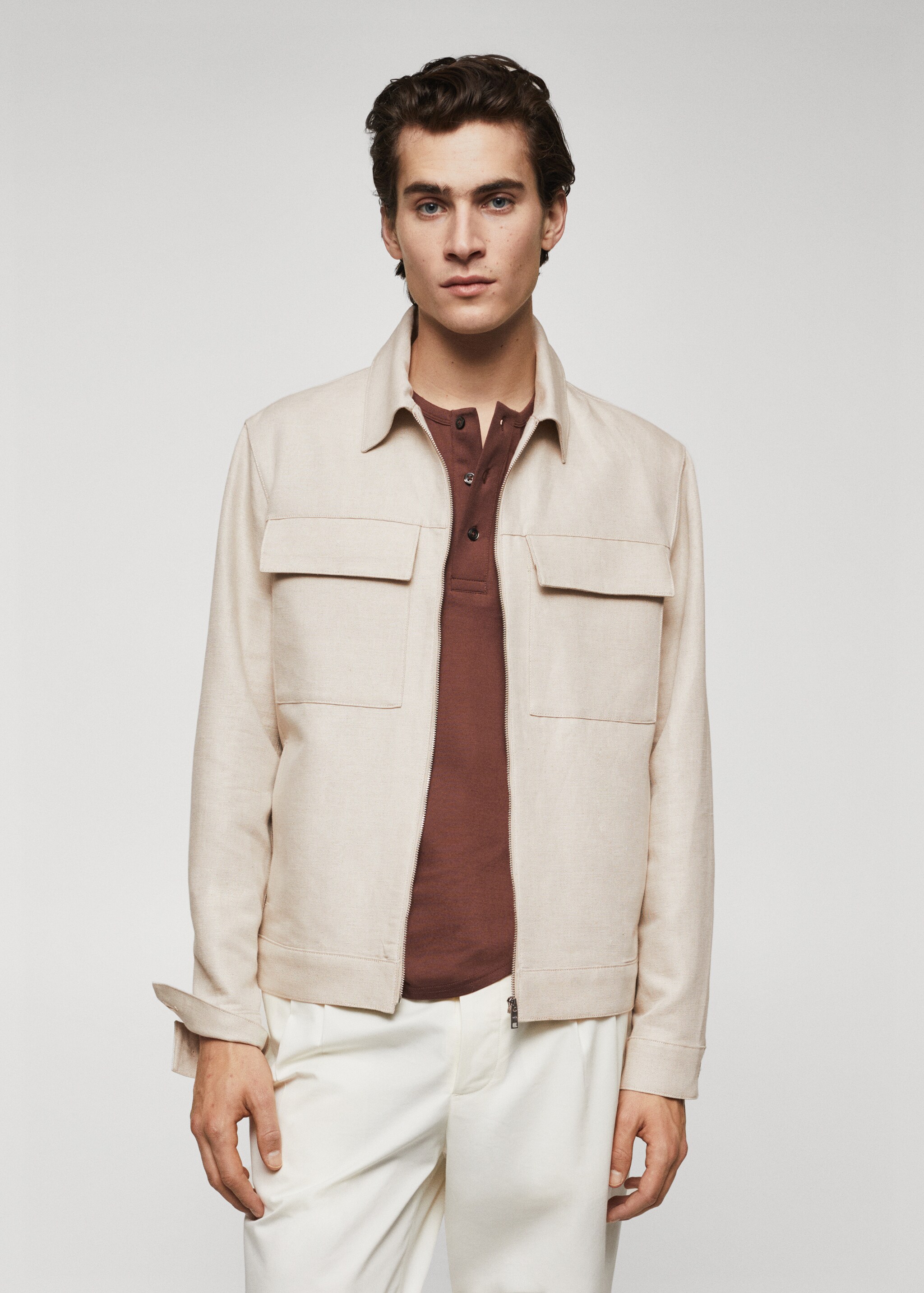 Pocket linen-blend jacket - Medium plane