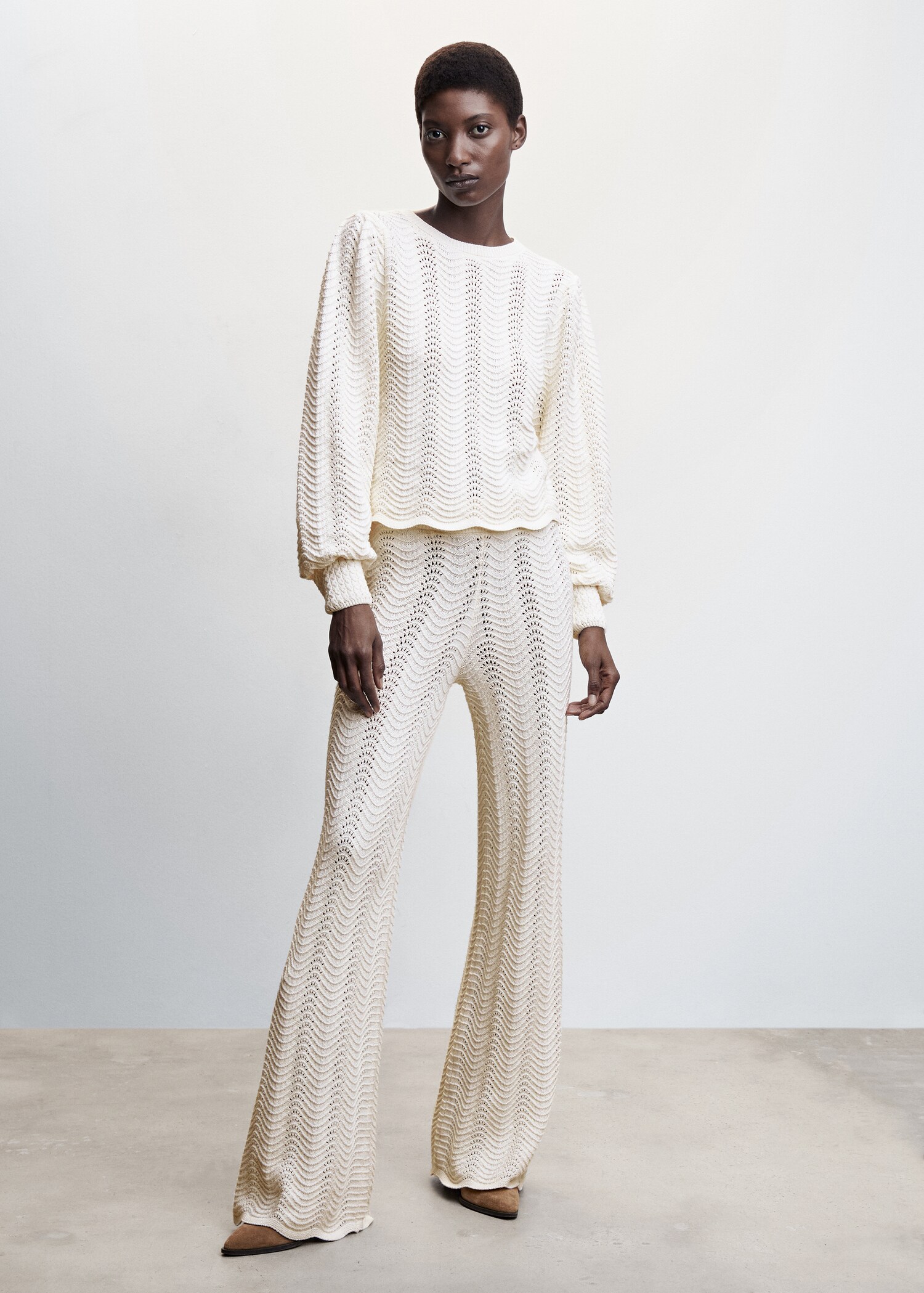 Puff-sleeve knitted sweater - General plane