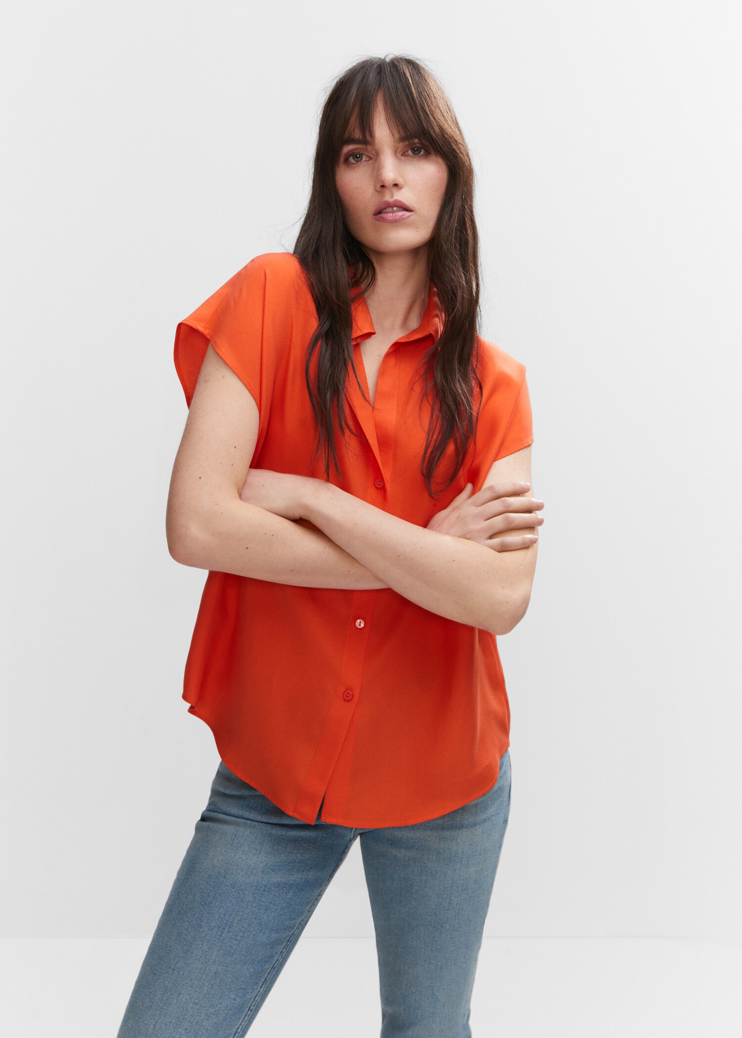 Sleeveless lyocell shirt - Medium plane