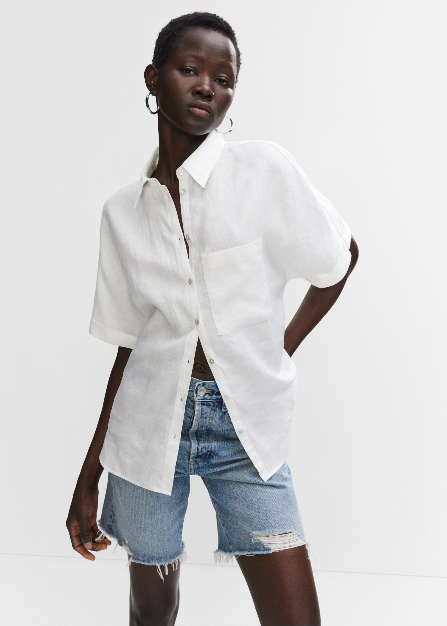 Pocket linen shirt - Medium plane