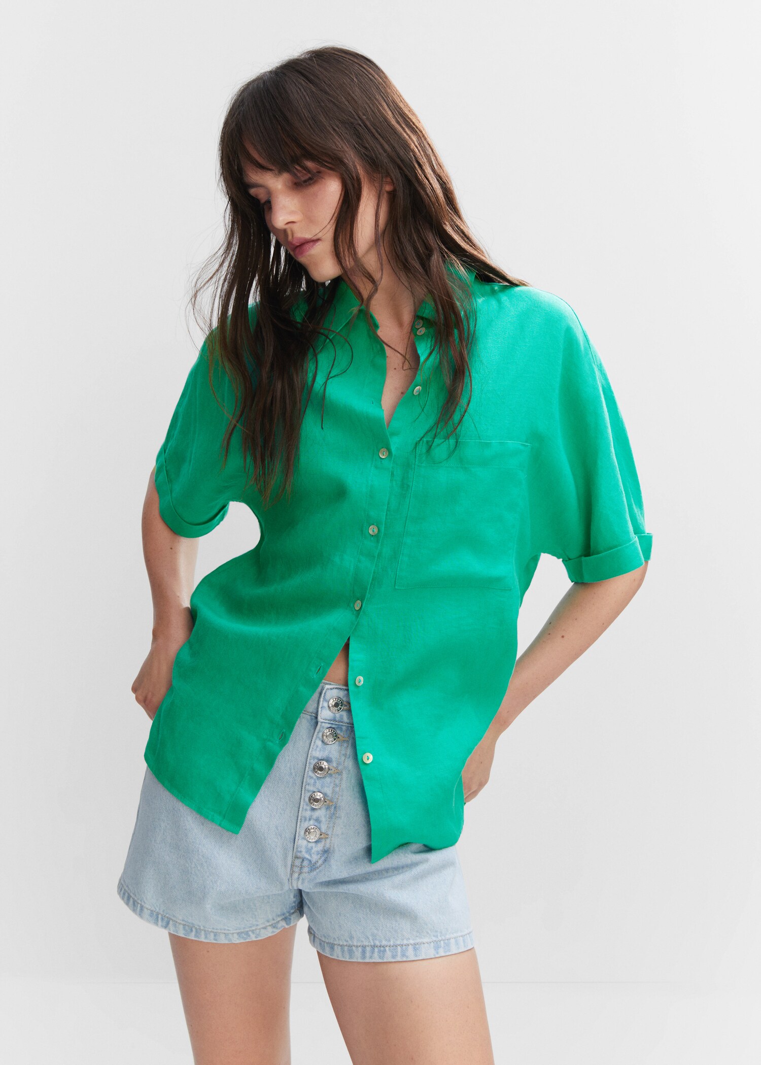 Pocket linen shirt - Medium plane
