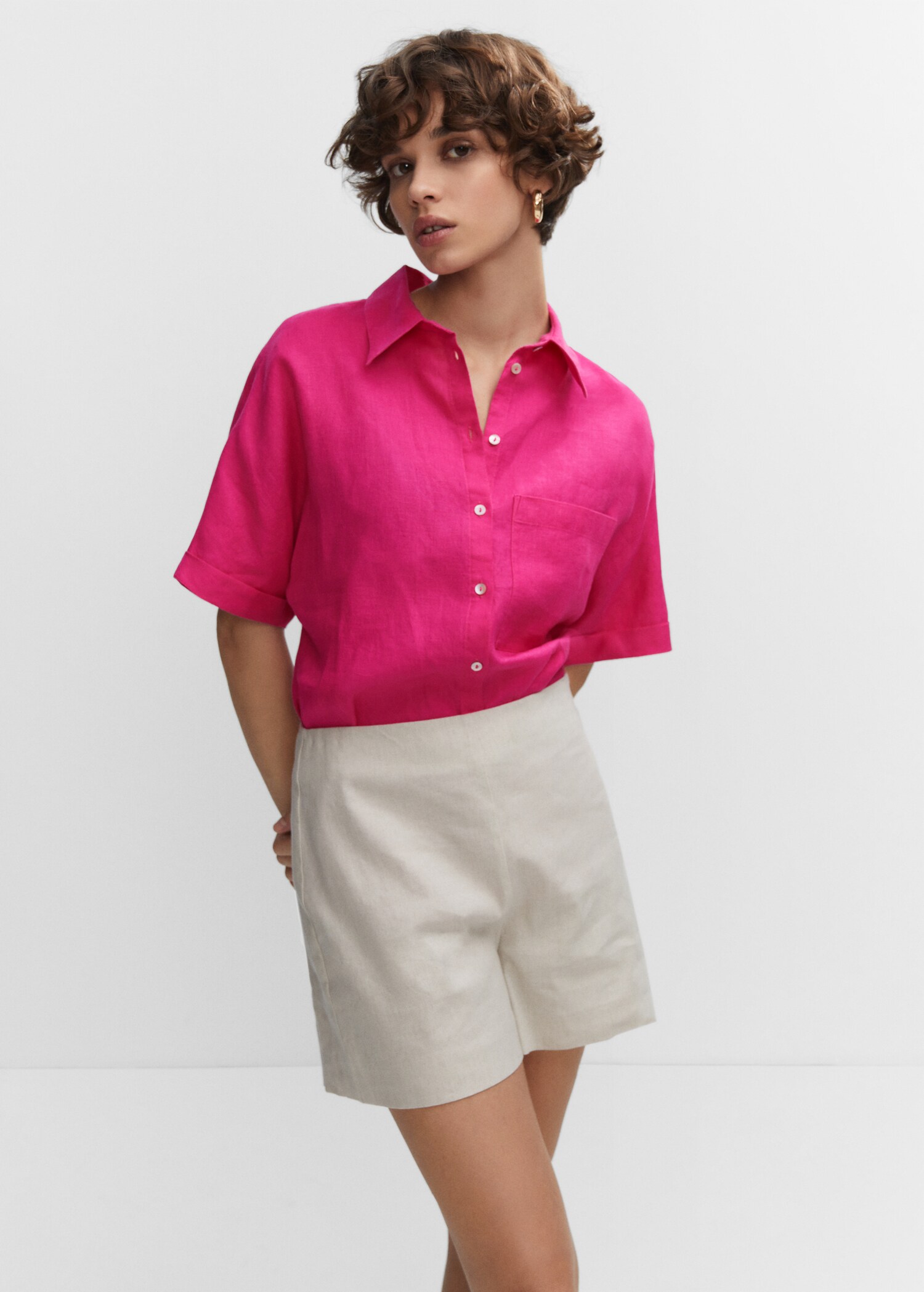 Pocket linen shirt - Medium plane