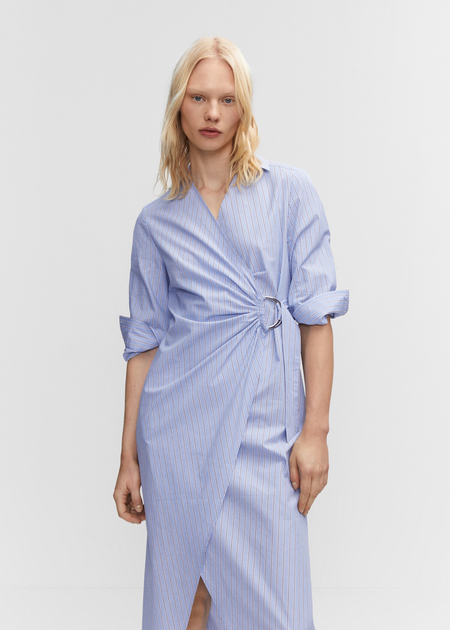 Metallic-detail shirt dress - Medium plane