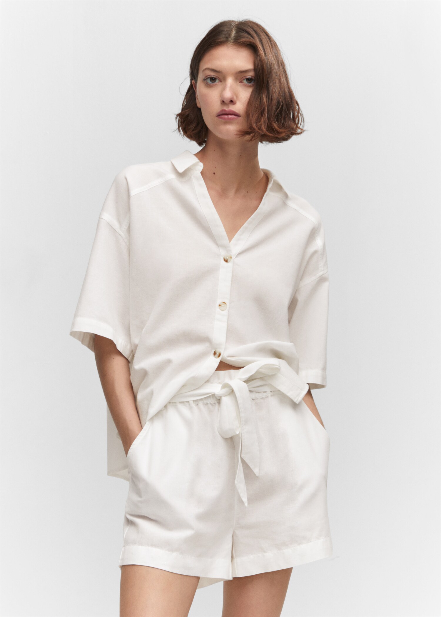 Cotton linen-blend shirt - Medium plane
