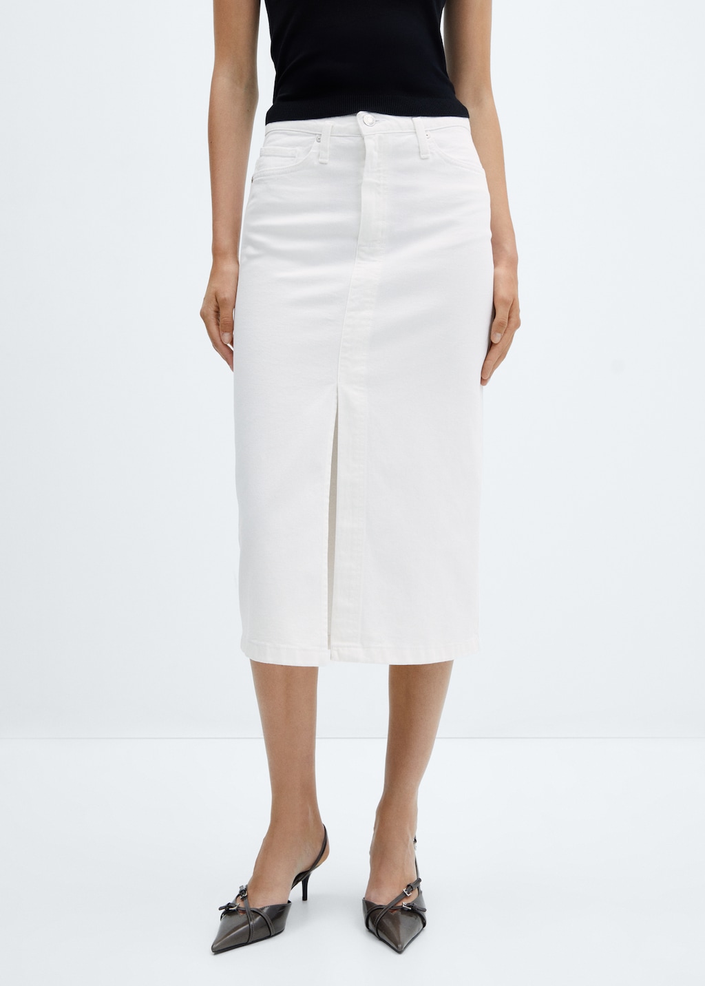 Denim midi-skirt