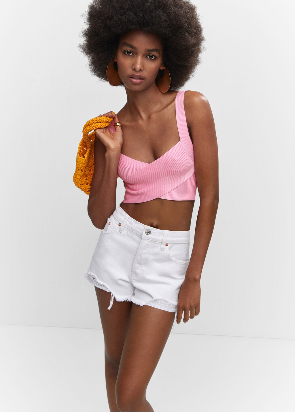 ももサマ☆ Pois knit best ピンク ビビッドレディ VIVIDLADY ケーブルVネックニットセーター