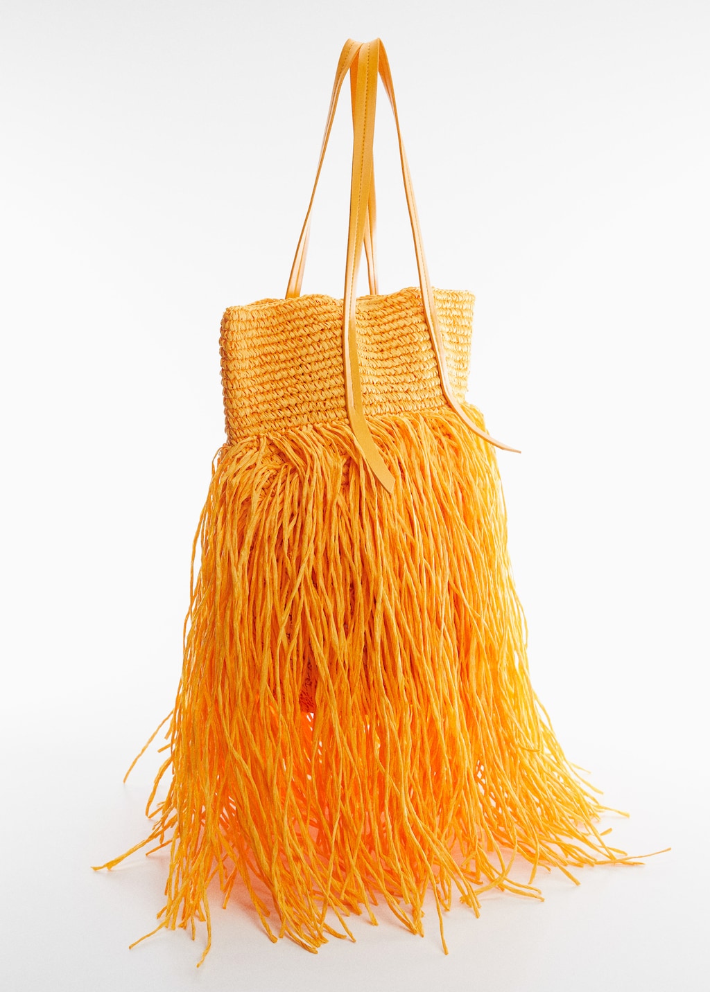 Maxi fringed natural fibre bag Women MANGO Azerbaijan