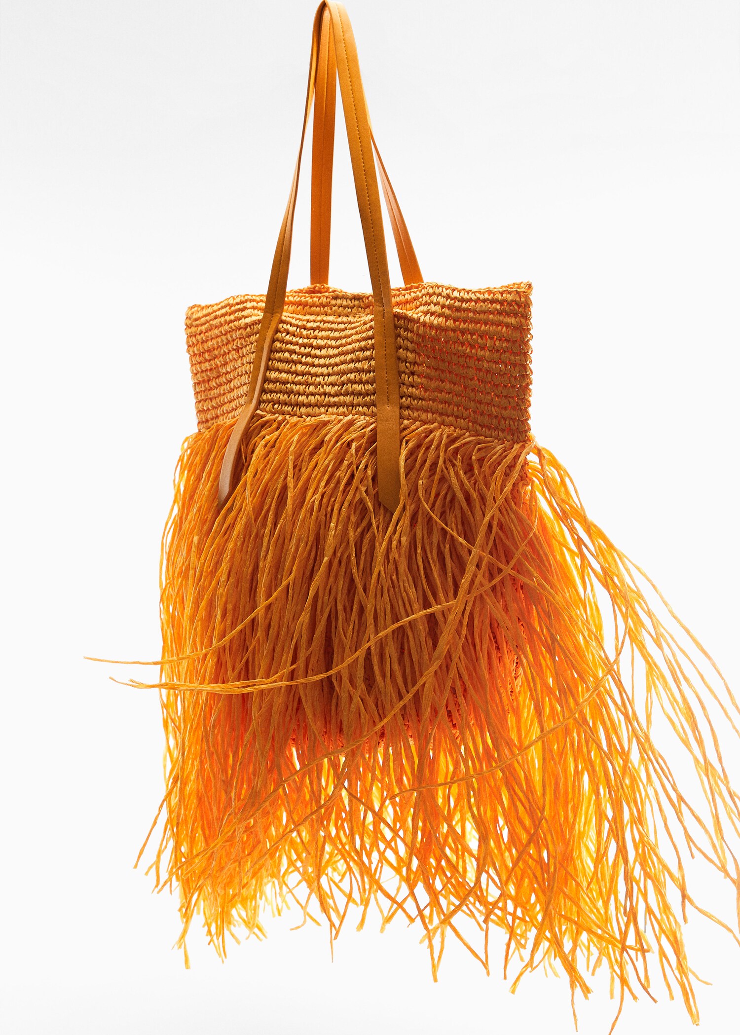 Maxi fringed natural fibre bag
