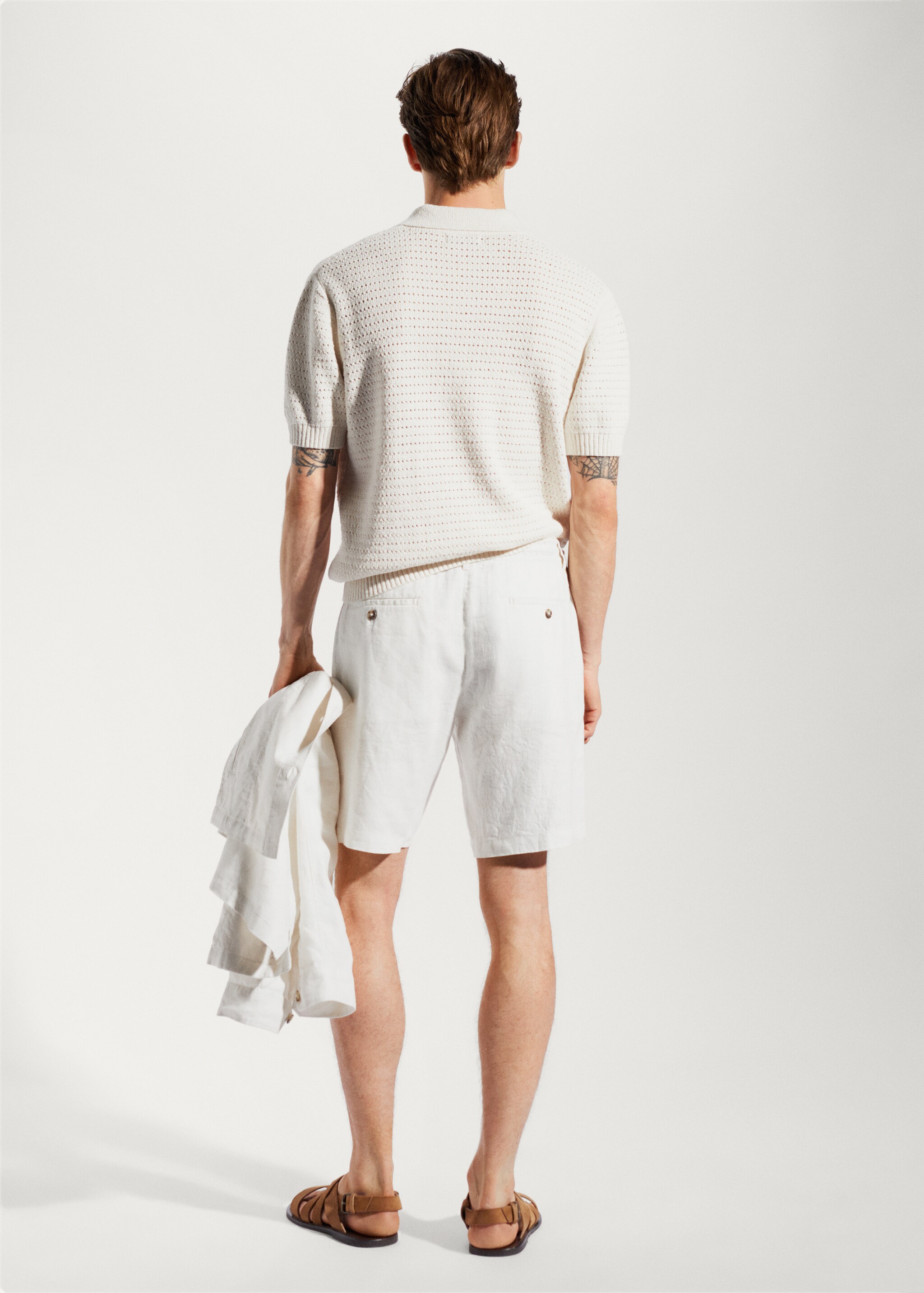 100% linen bermuda shorts with drawstring - Reverse of the article