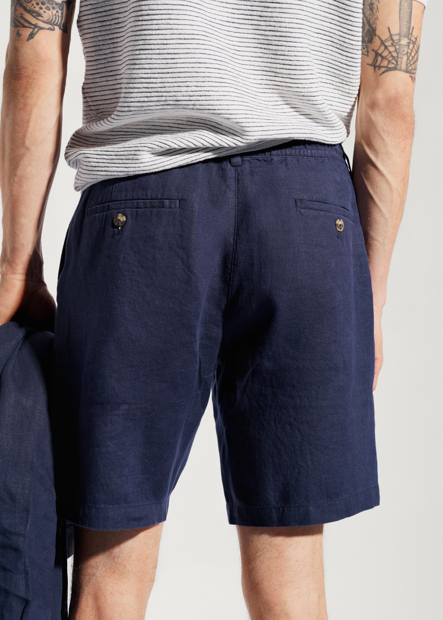 100% linen bermuda shorts with drawstring - Details of the article 6