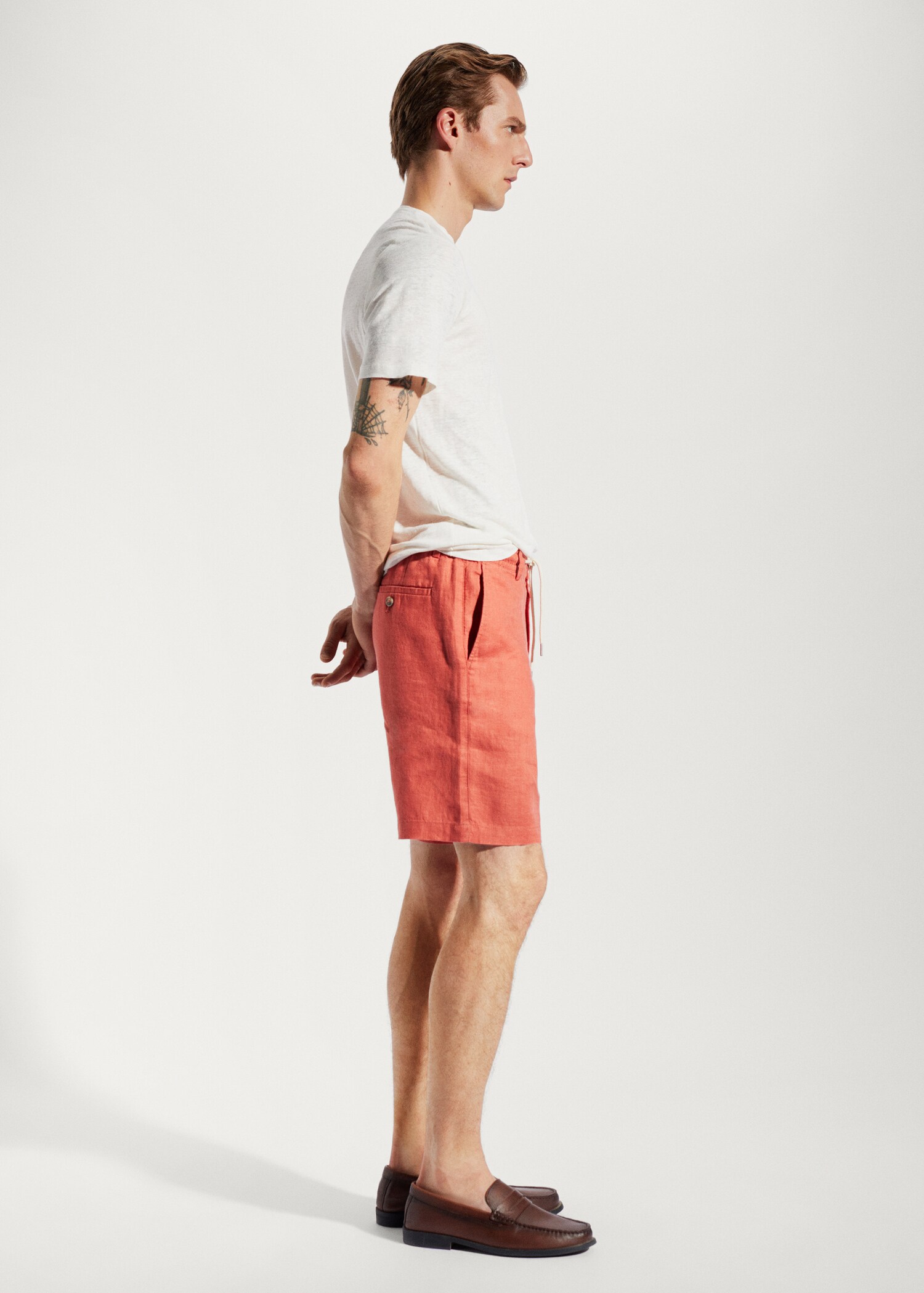 100% linen bermuda shorts with drawstring - Details of the article 2
