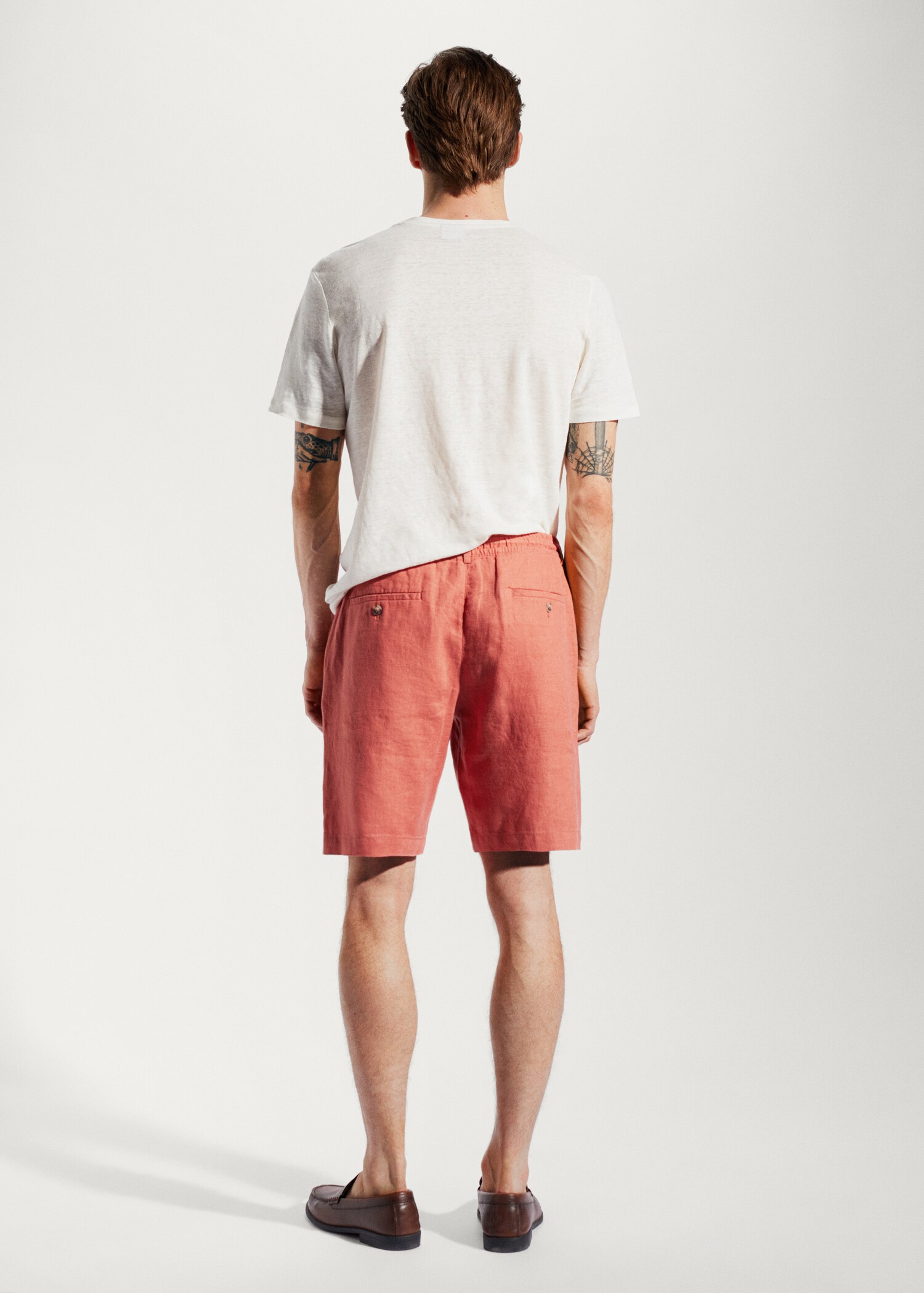 100% linen bermuda shorts with drawstring - Reverse of the article