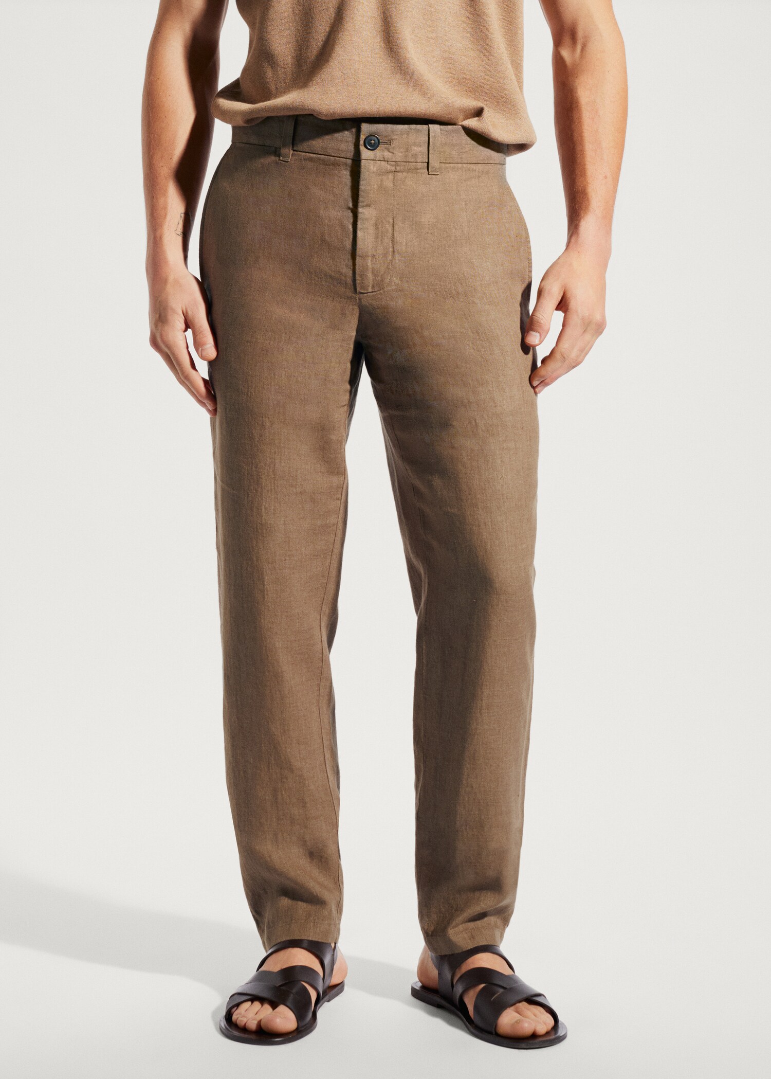 Pantalon 100 % lin slim fit - Plan moyen