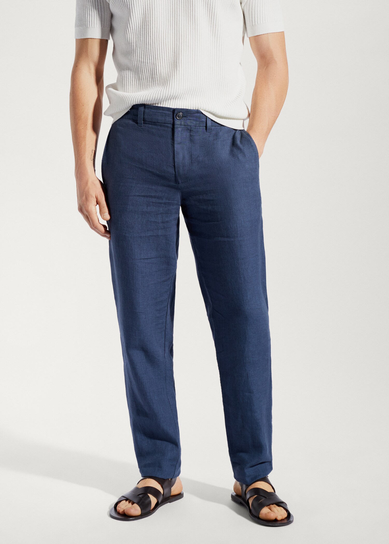 Pantalon 100 % lin slim fit - Plan moyen