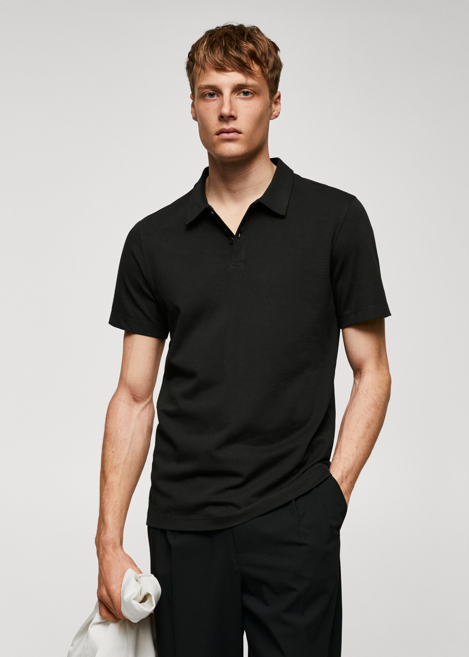 Polo slim-fit coton texturé - Medium plane