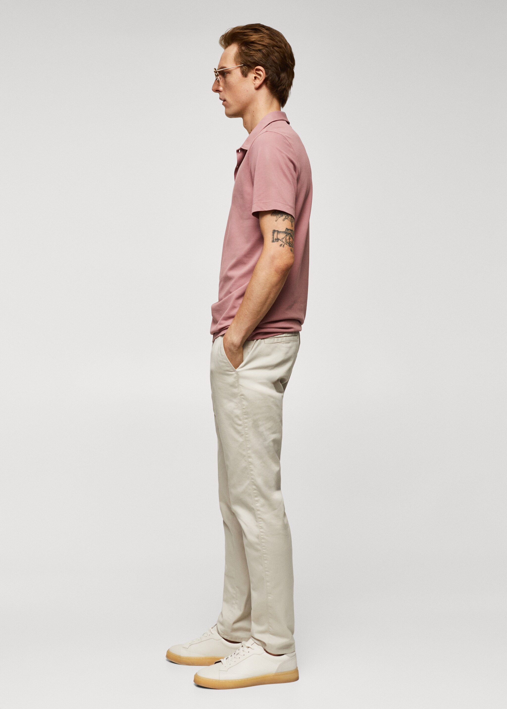 Slim-fit textured cotton polo shirt - Details of the article 2