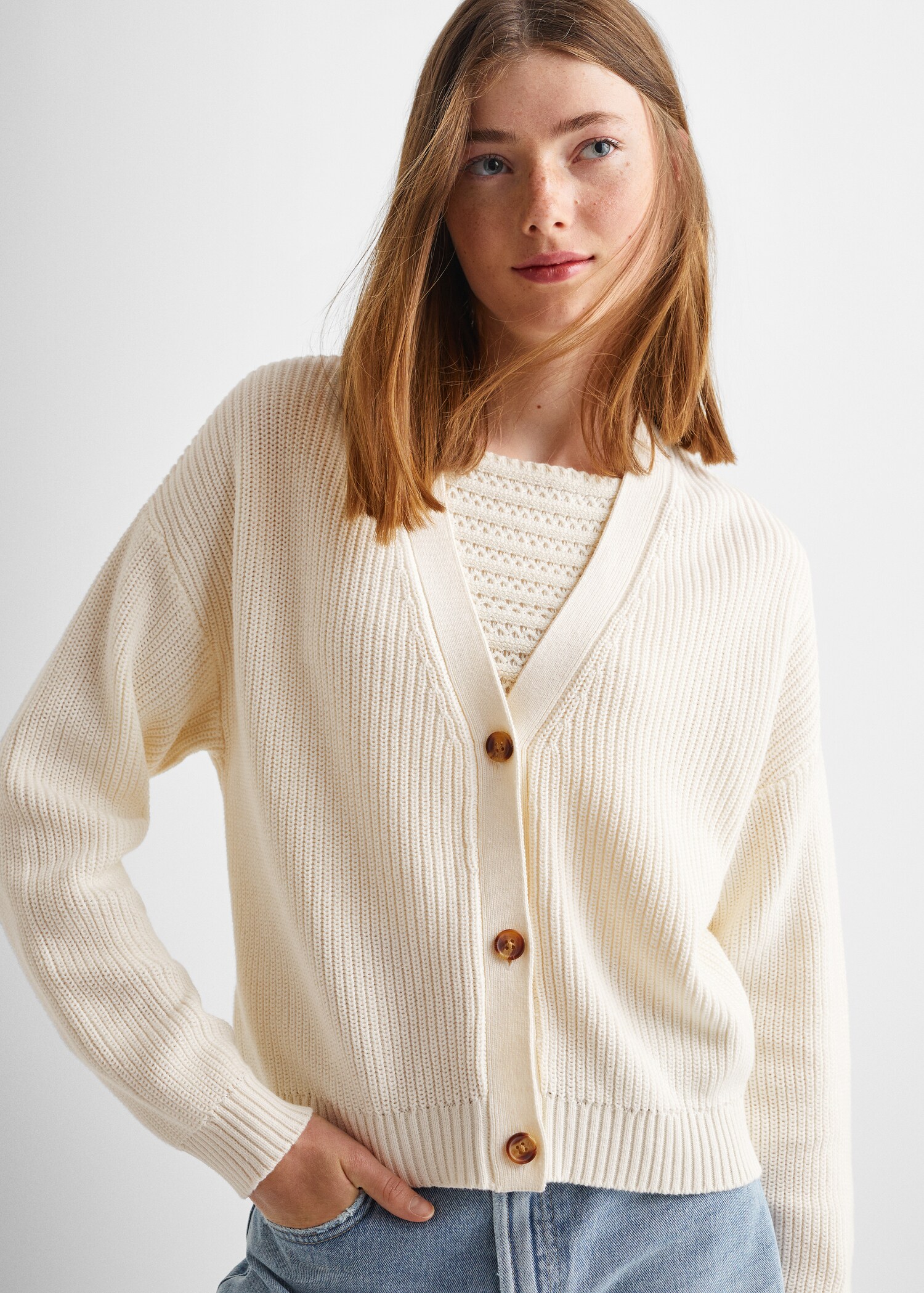 Ribbed knit cardigan - Details of the article 1