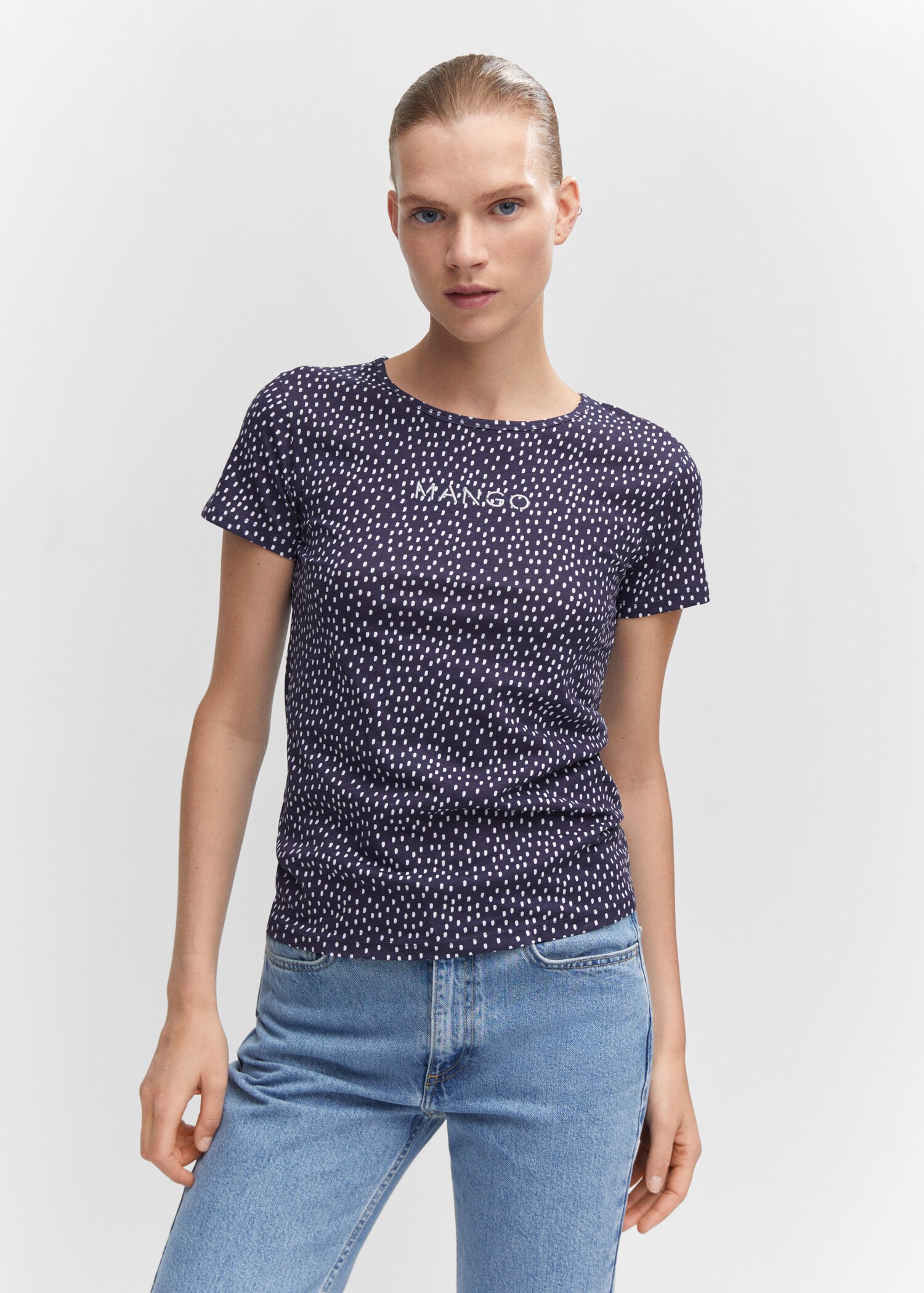 T-shirt imprimé logo brodé - Plan moyen