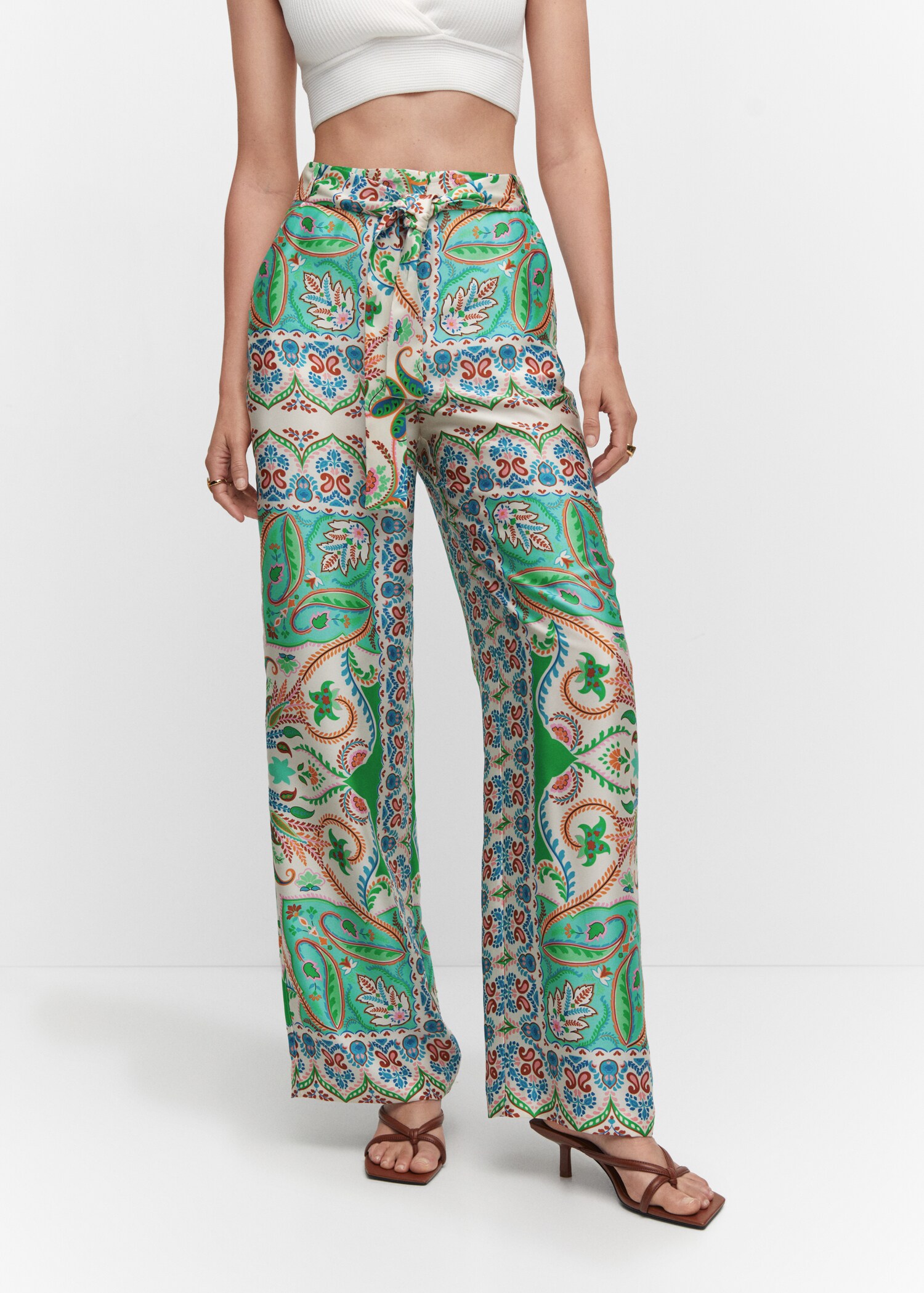 Satin printed pants - Medium plane