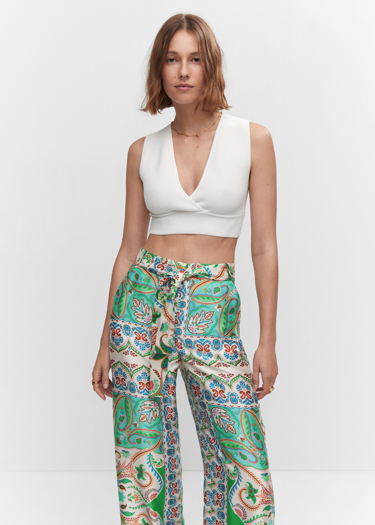 Satin printed pants - Details of the article 1