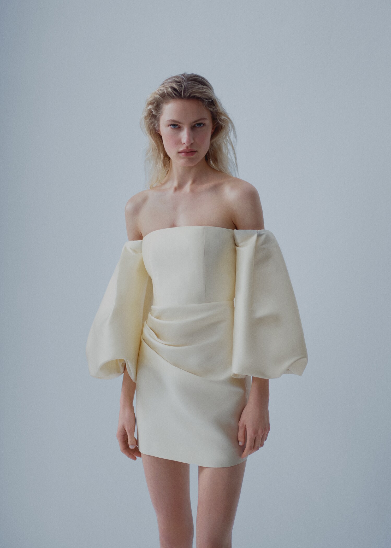 Satin dress with volume sleeves - Women | MANGO Montenegro