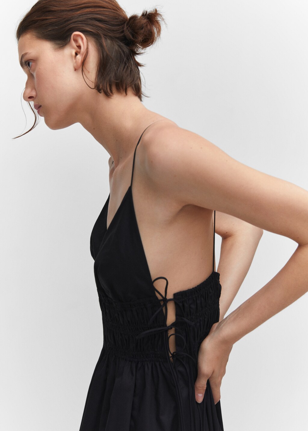 Cotton dress with side ties Women MANGO Taiwan area