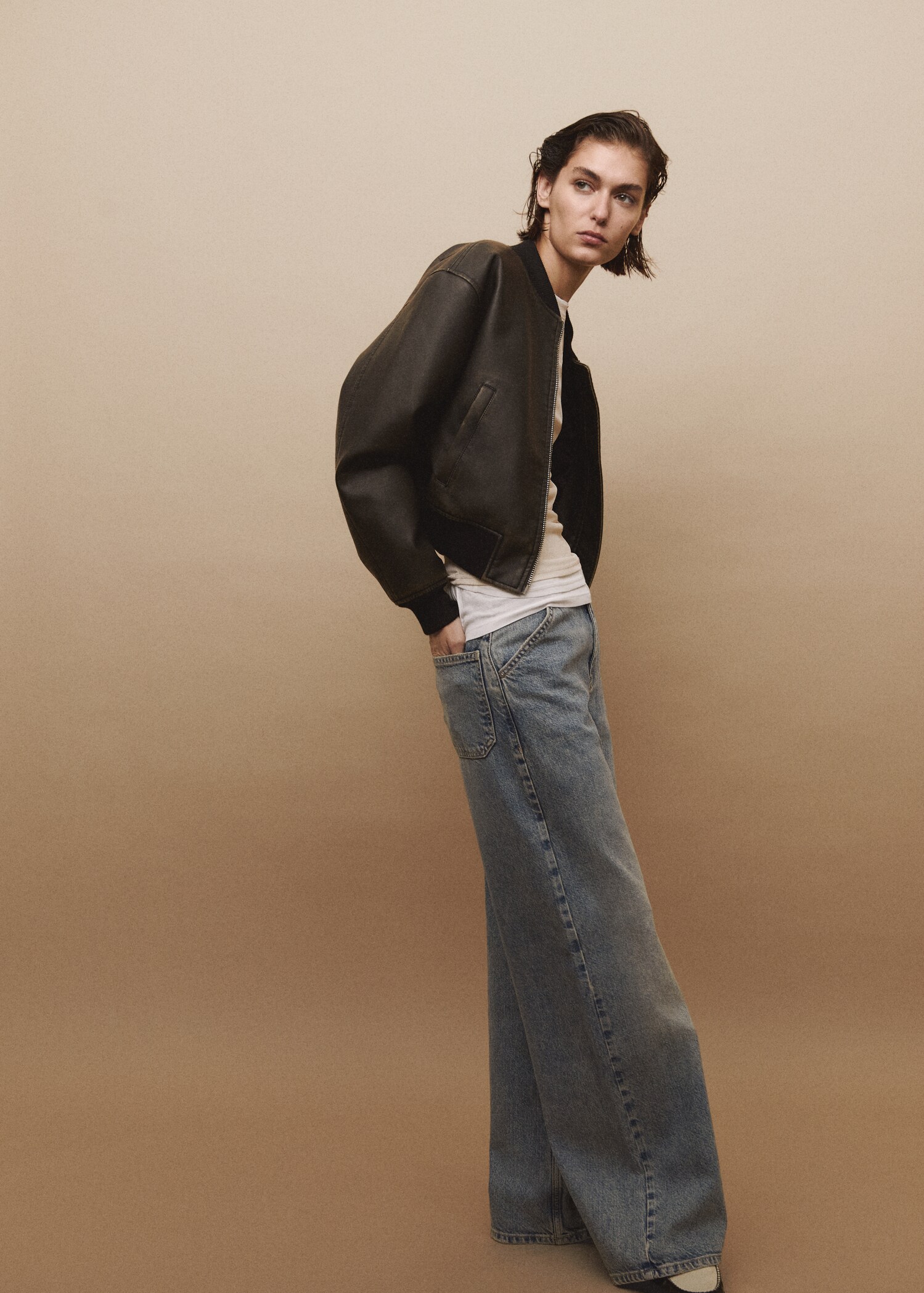 Jeans wideleg tiro alto costuras - Detalle del artículo 7