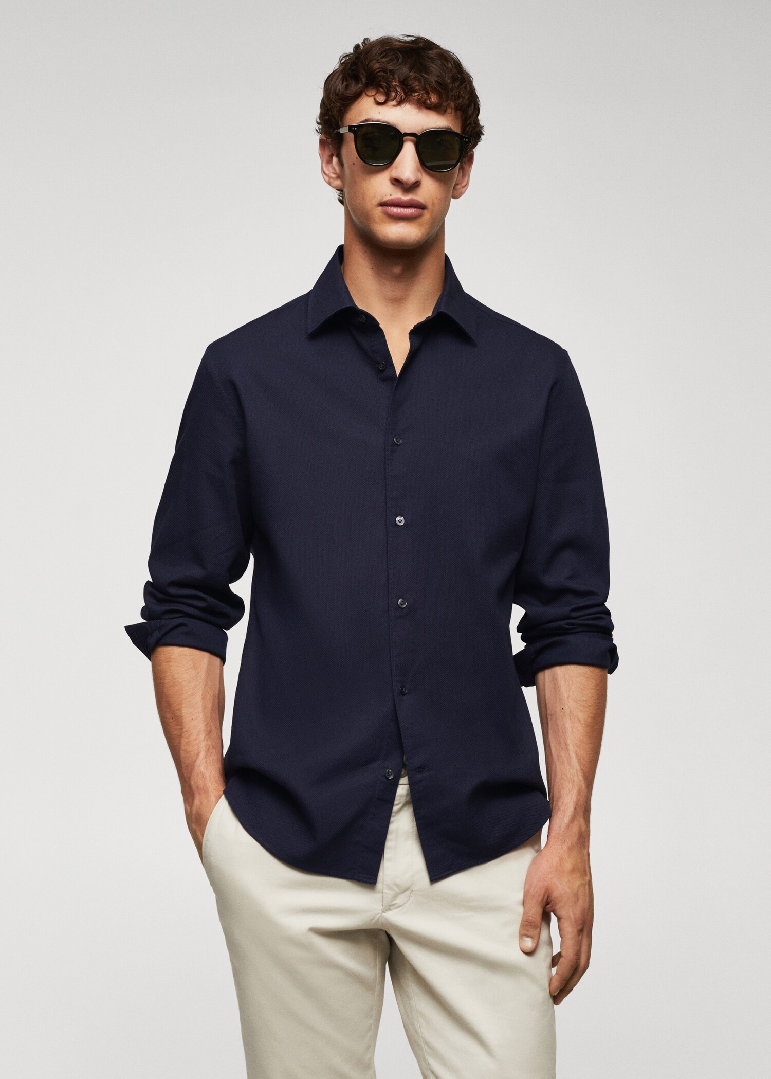 Chemise slim fit structurée coton - Plan moyen