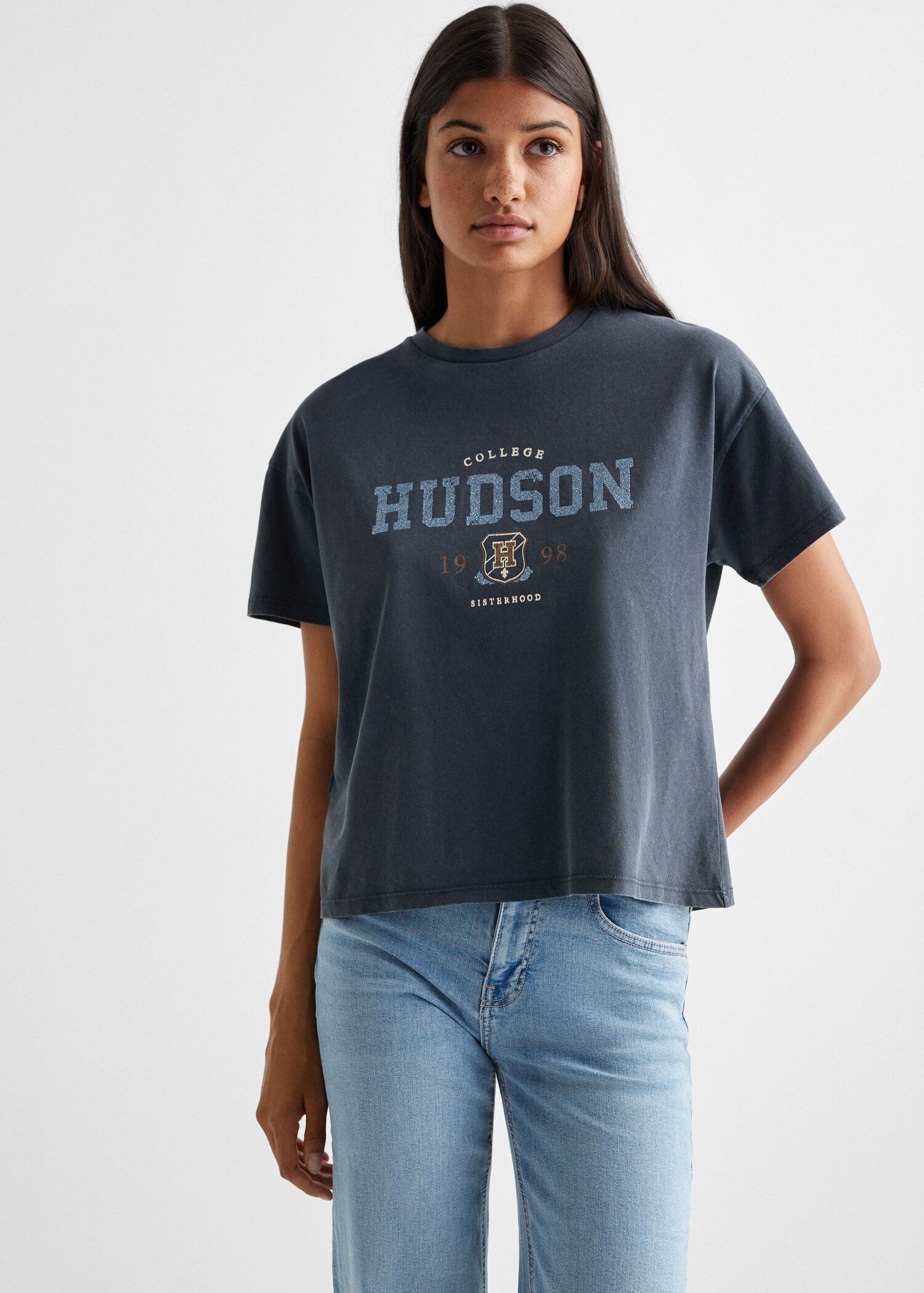 Printed cotton-blend T-shirt - Medium plane