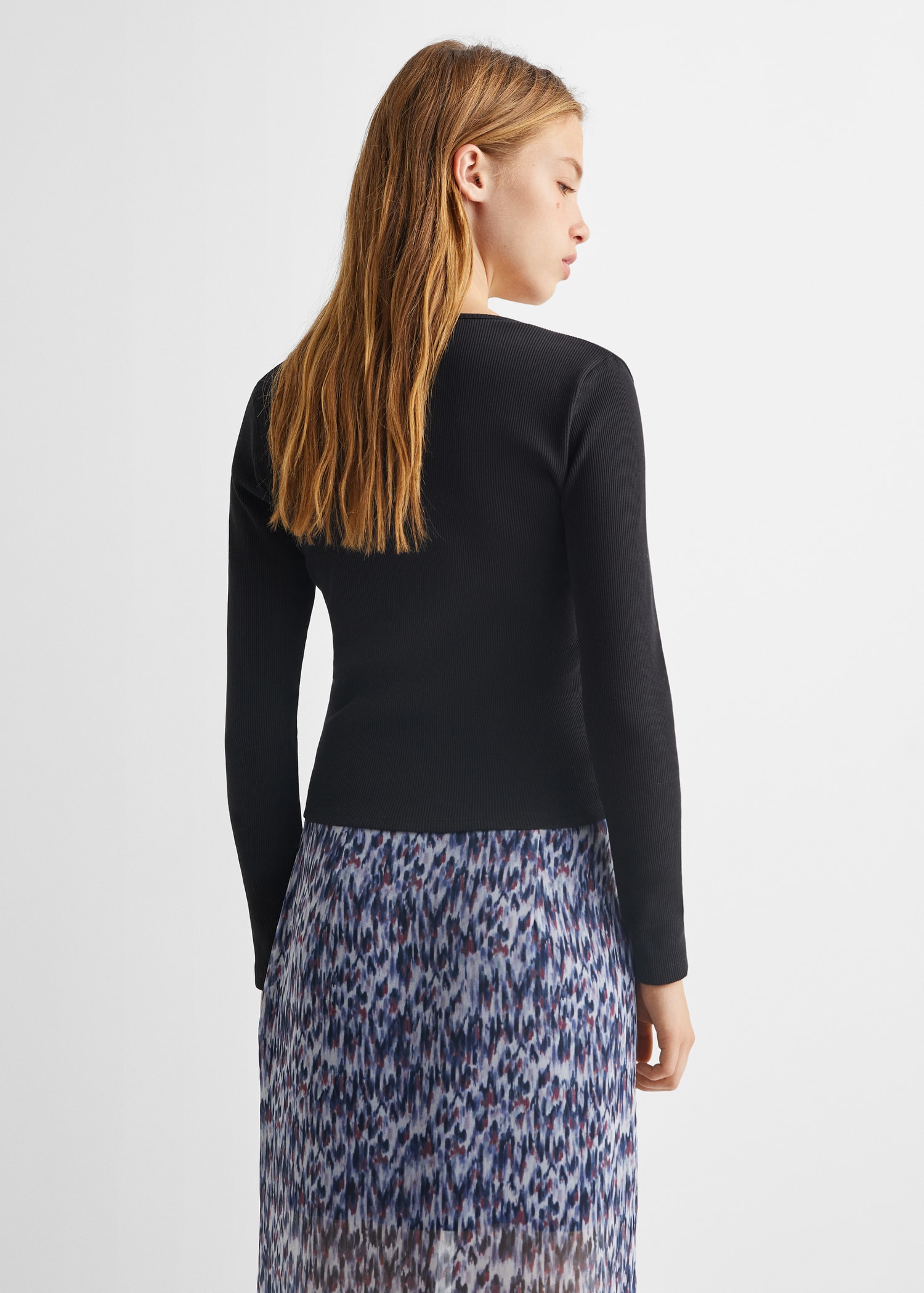 Camiseta manga larga canalé - Reverso del artículo